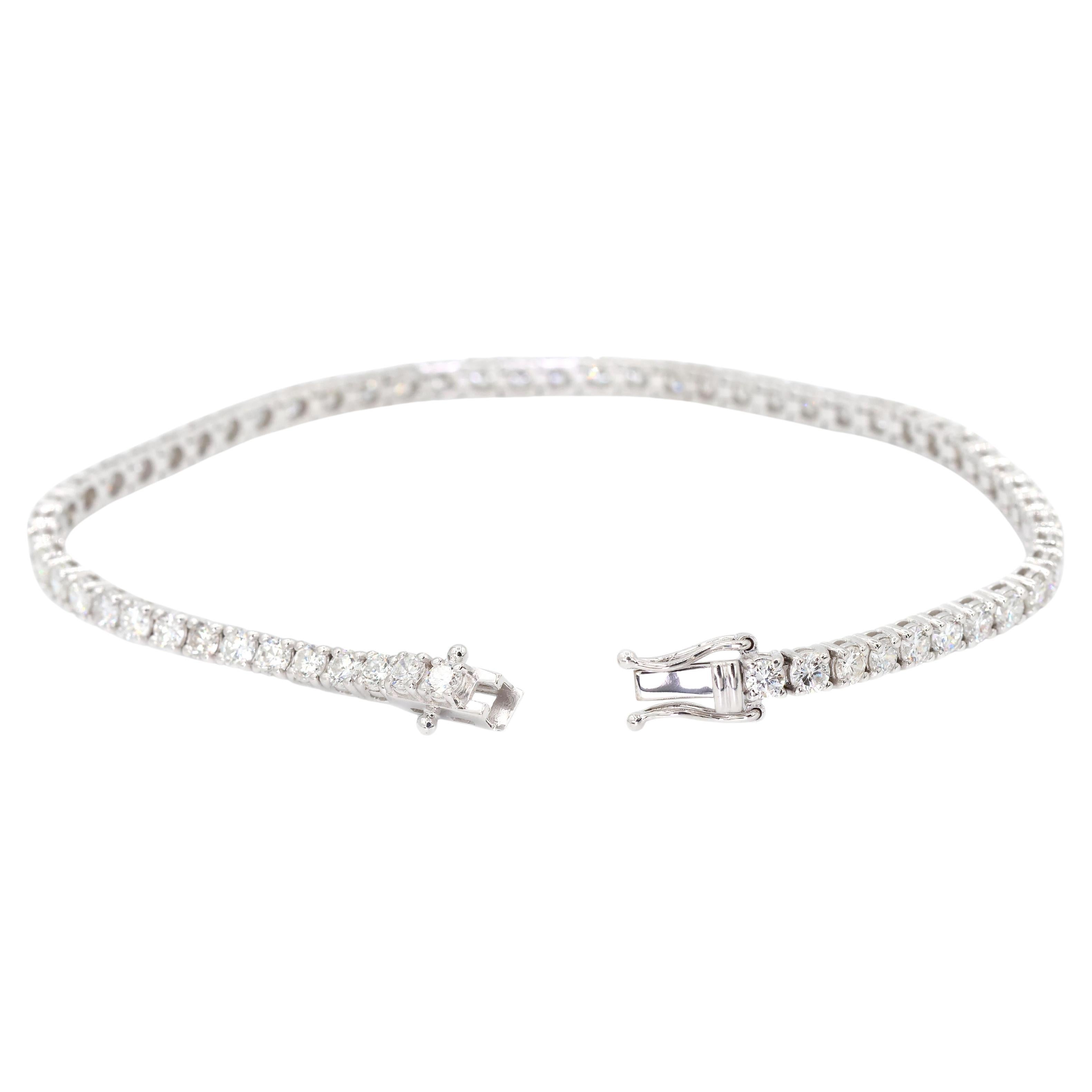 Bracelet de tennis en or blanc 14k 585 diamants naturels taille 7.5 pouces en vente