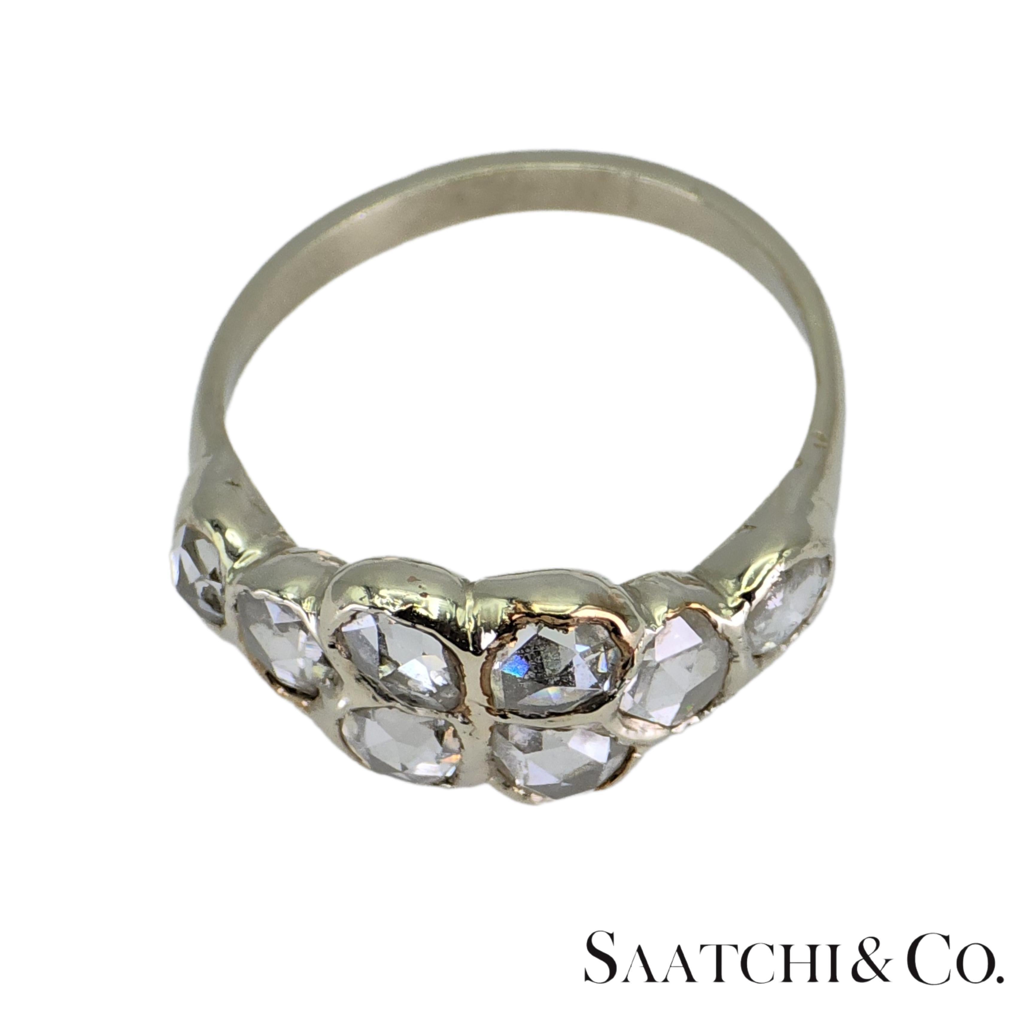 Oro Blanco 14k 585 Diamante Blanco Corte Rosa Natural 1.4 Ct, Talla 5.5 en venta 4