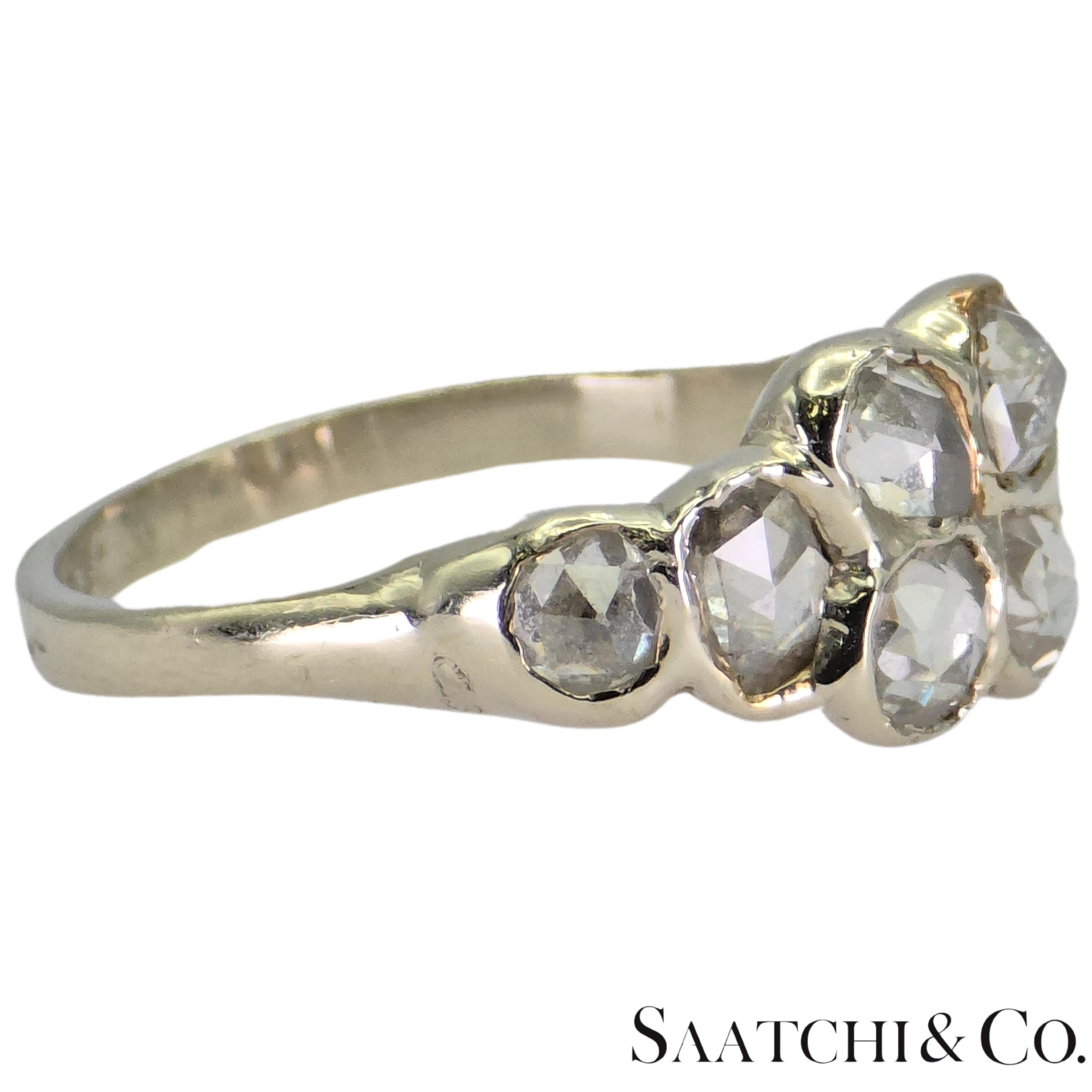 Oro Blanco 14k 585 Diamante Blanco Corte Rosa Natural 1.4 Ct, Talla 5.5 en venta 6