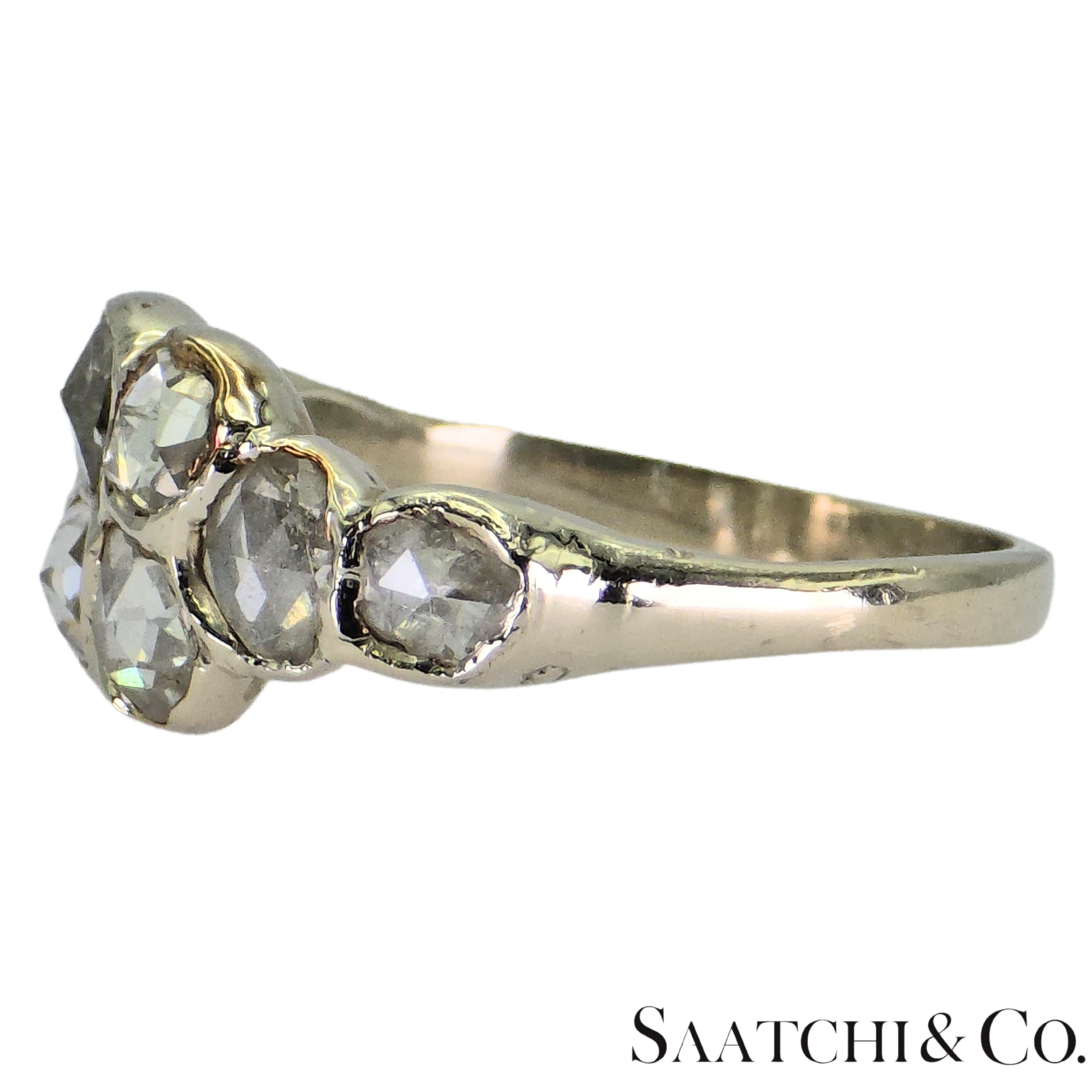 Oro Blanco 14k 585 Diamante Blanco Corte Rosa Natural 1.4 Ct, Talla 5.5 en venta 9