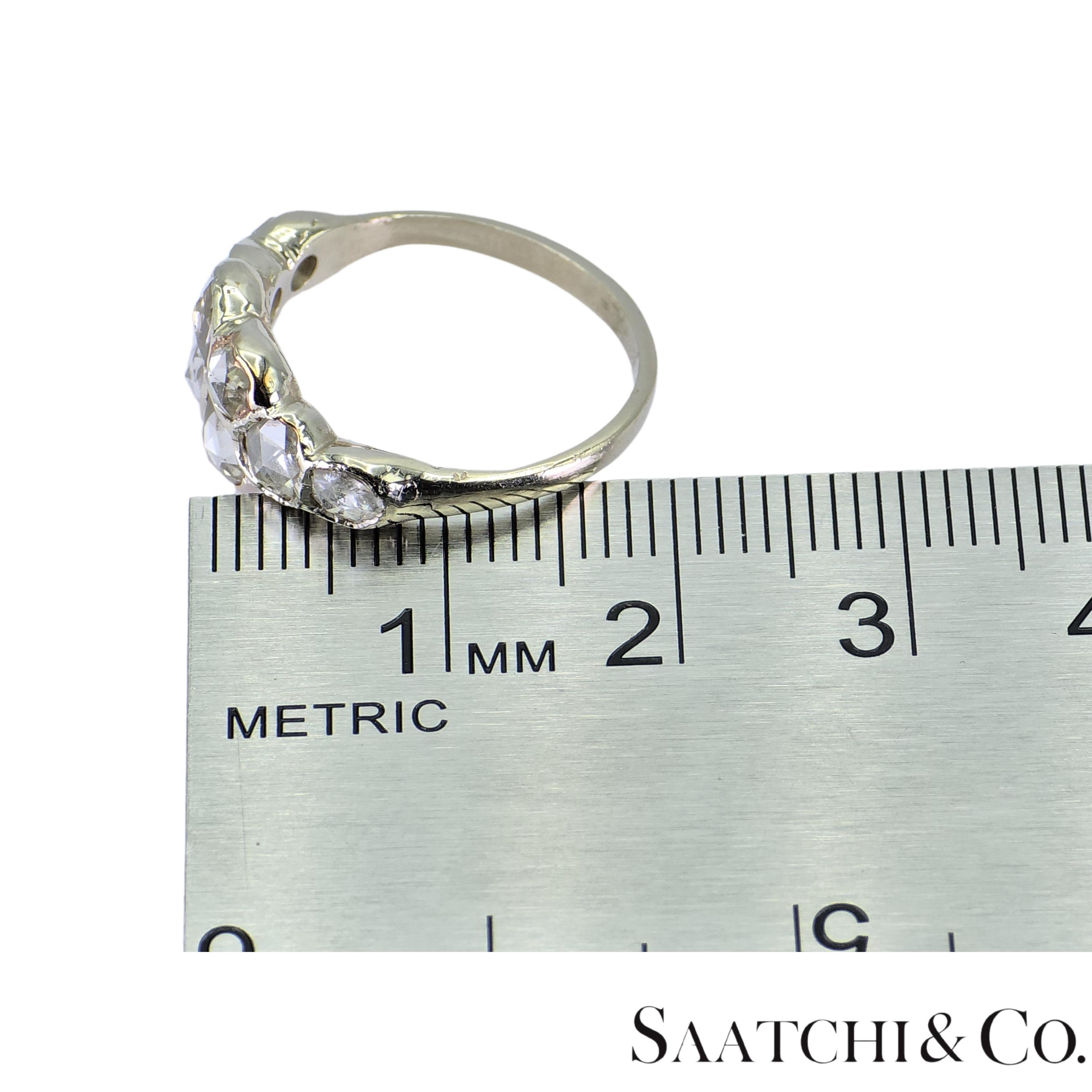Oro Blanco 14k 585 Diamante Blanco Corte Rosa Natural 1.4 Ct, Talla 5.5 en venta 11