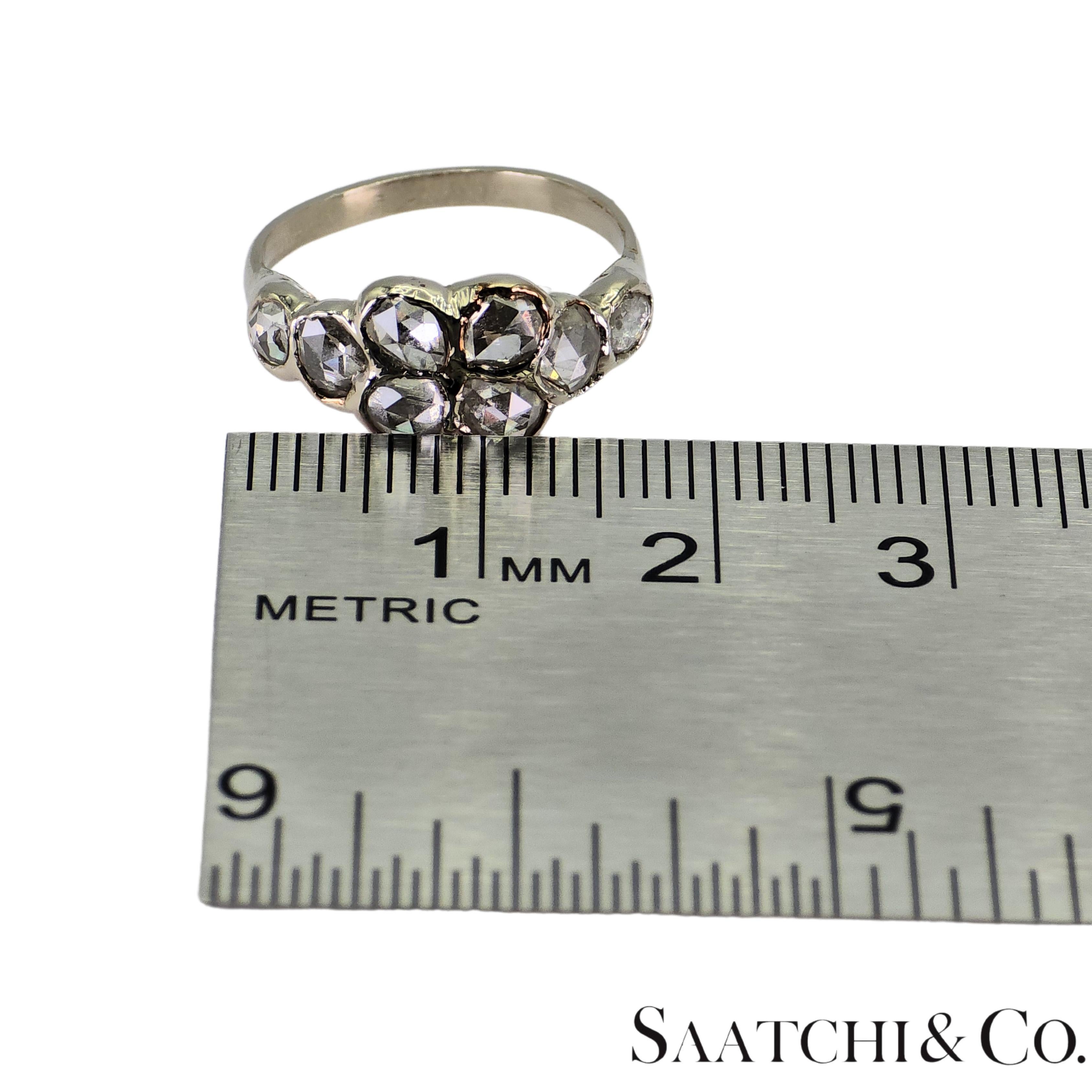 Oro Blanco 14k 585 Diamante Blanco Corte Rosa Natural 1.4 Ct, Talla 5.5 en venta 13