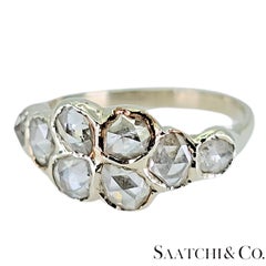 14k 585 White Gold Natural Rose Cut 1.4 Ct White Diamond, Size 5.5