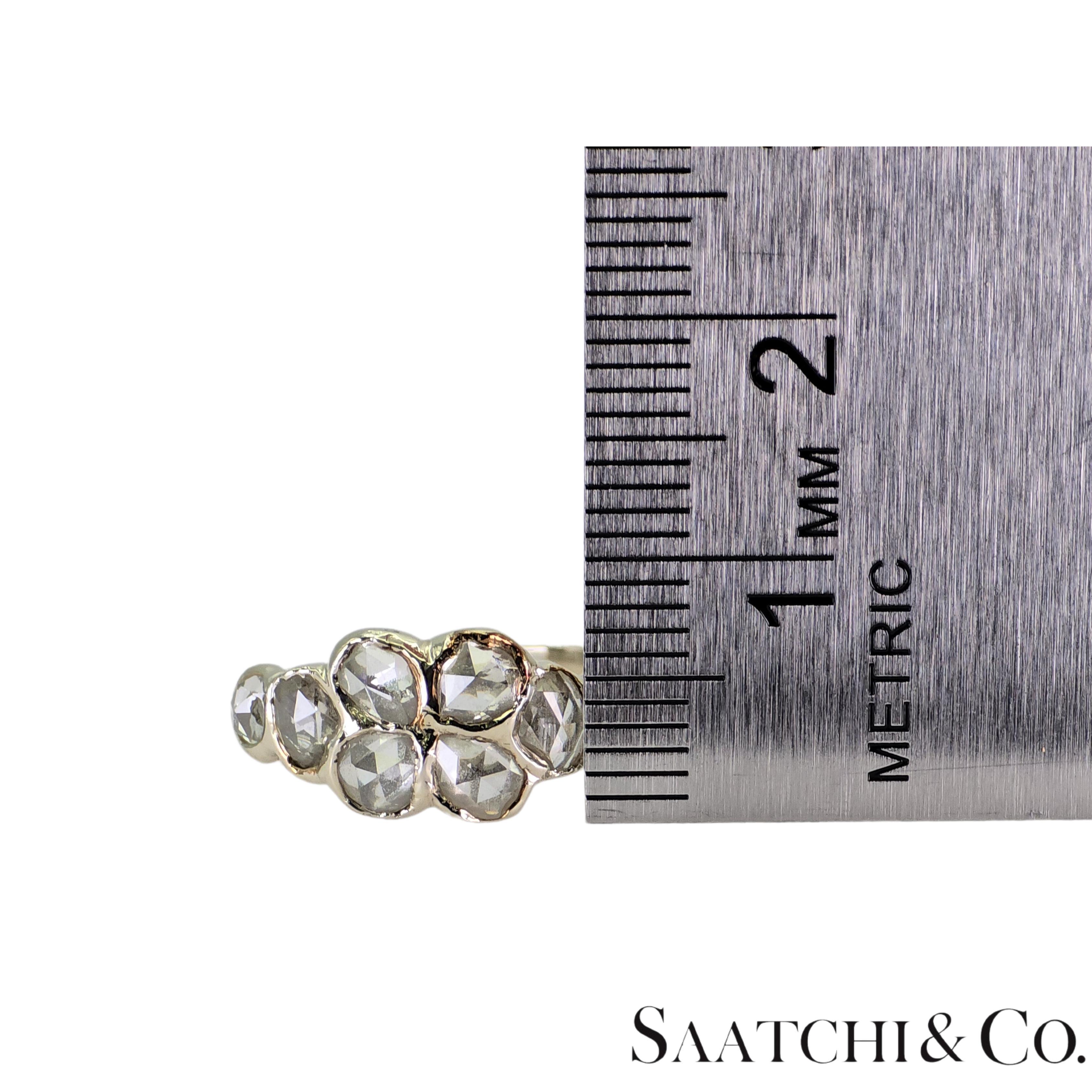 Oro Blanco 14k 585 Diamante Blanco Corte Rosa Natural 1.4 Ct, Talla 5.5 en venta 14