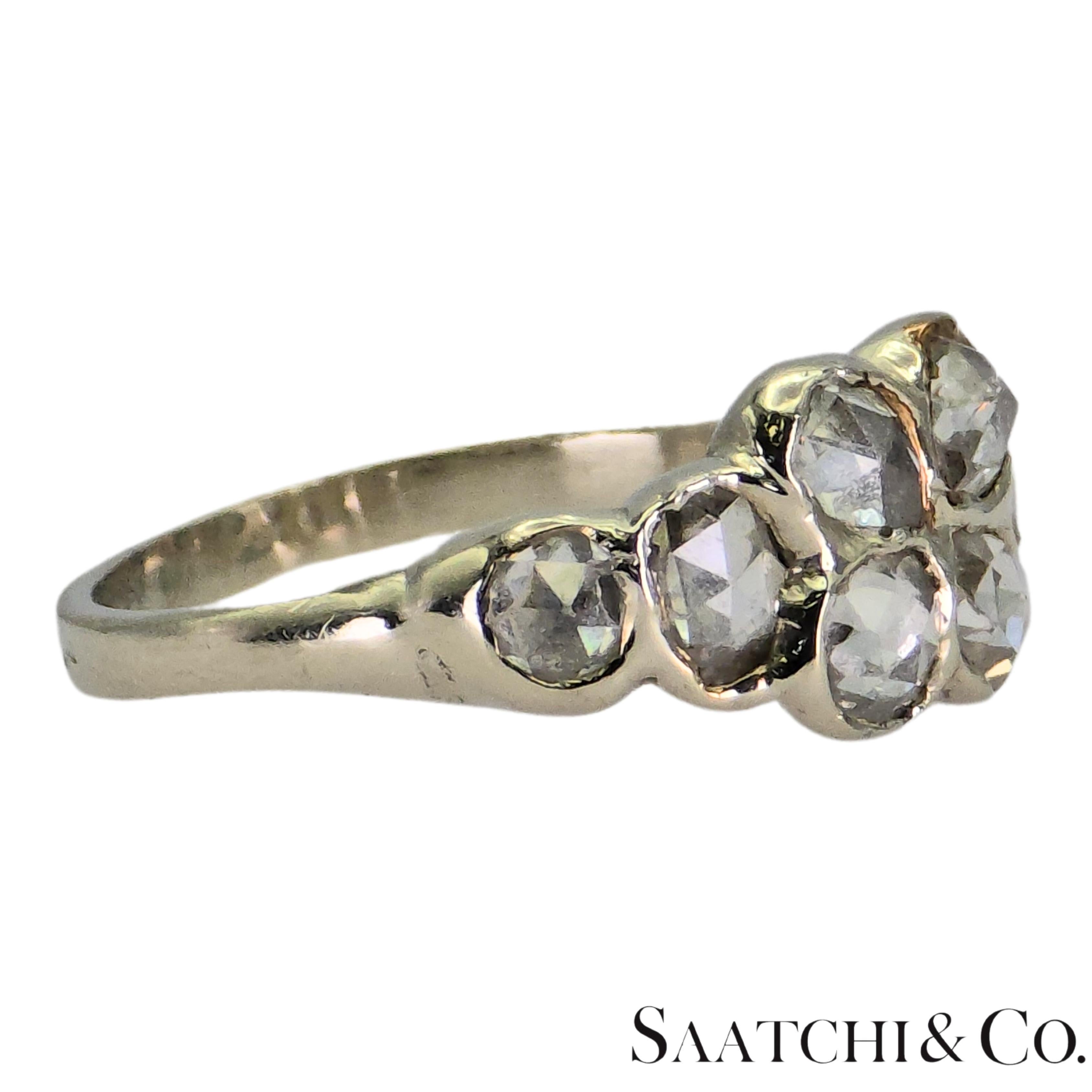 Oro Blanco 14k 585 Diamante Blanco Corte Rosa Natural 1.4 Ct, Talla 5.5 en venta 3