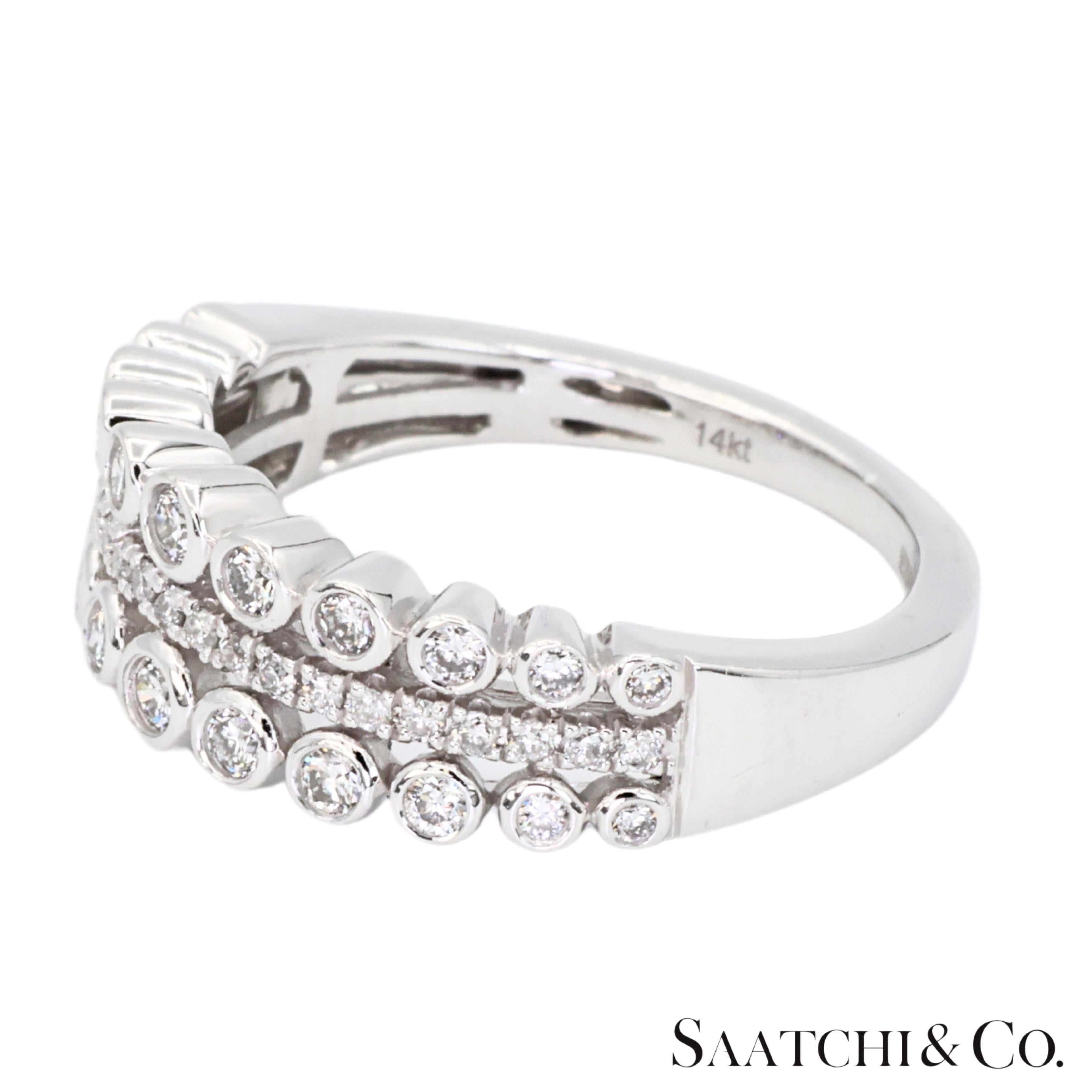 14k 585 Anillo de Oro Blanco Diamante Blanco Natural Corte redondo en venta