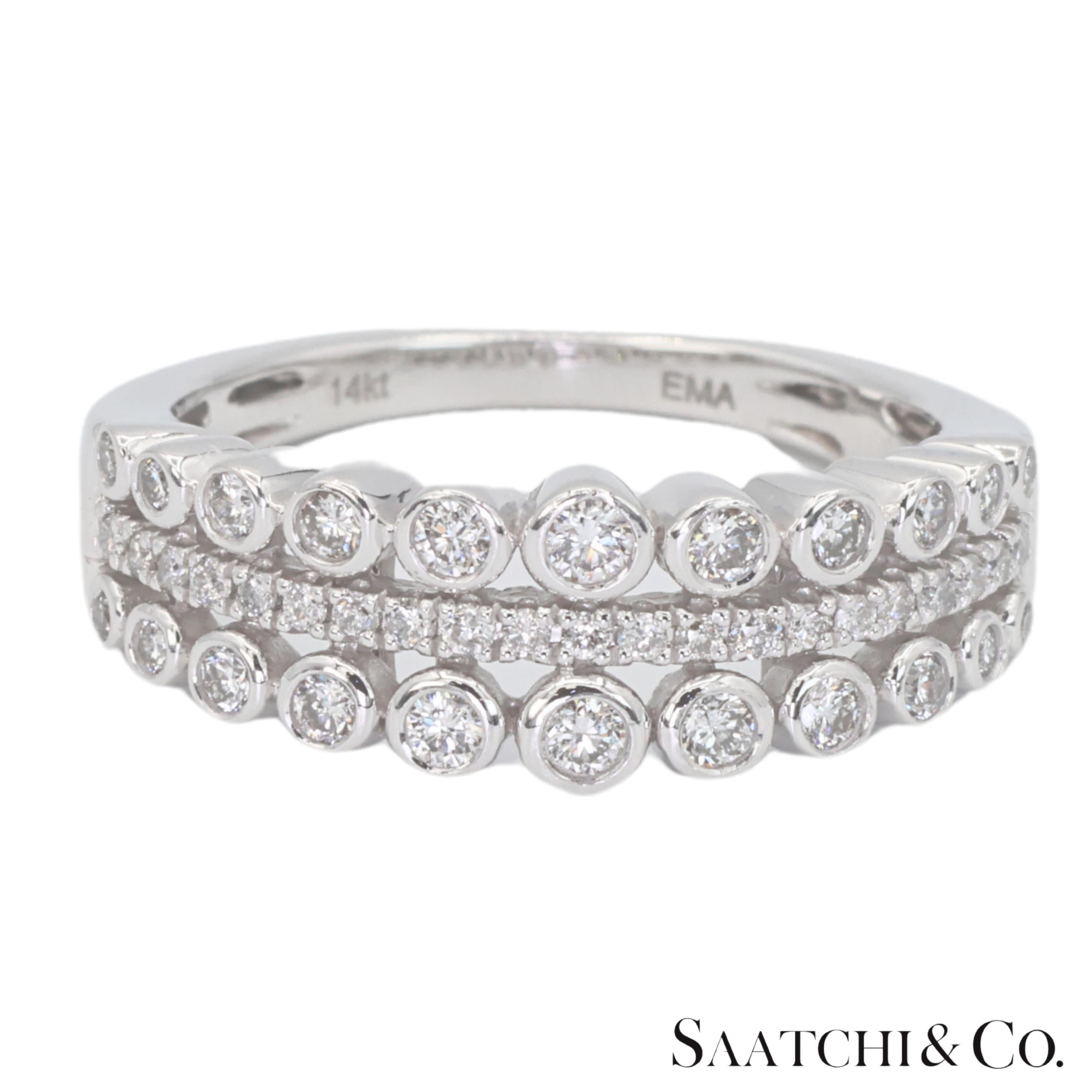 14k 585 Anillo de Oro Blanco Diamante Blanco Natural en Nuevo estado para la venta en New York, NY