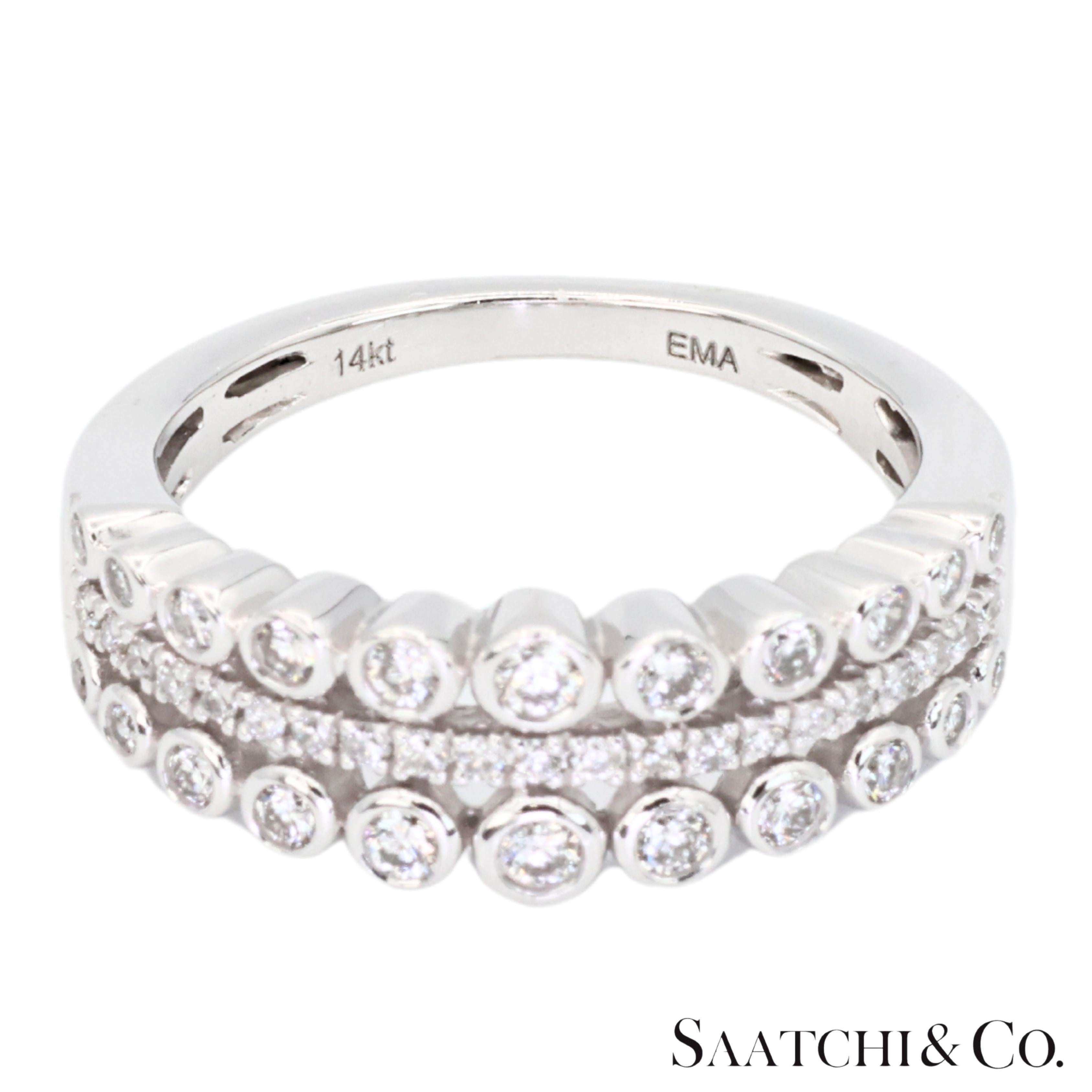 De las mujeres 14k 585 Anillo de Oro Blanco Diamante Blanco Natural en venta