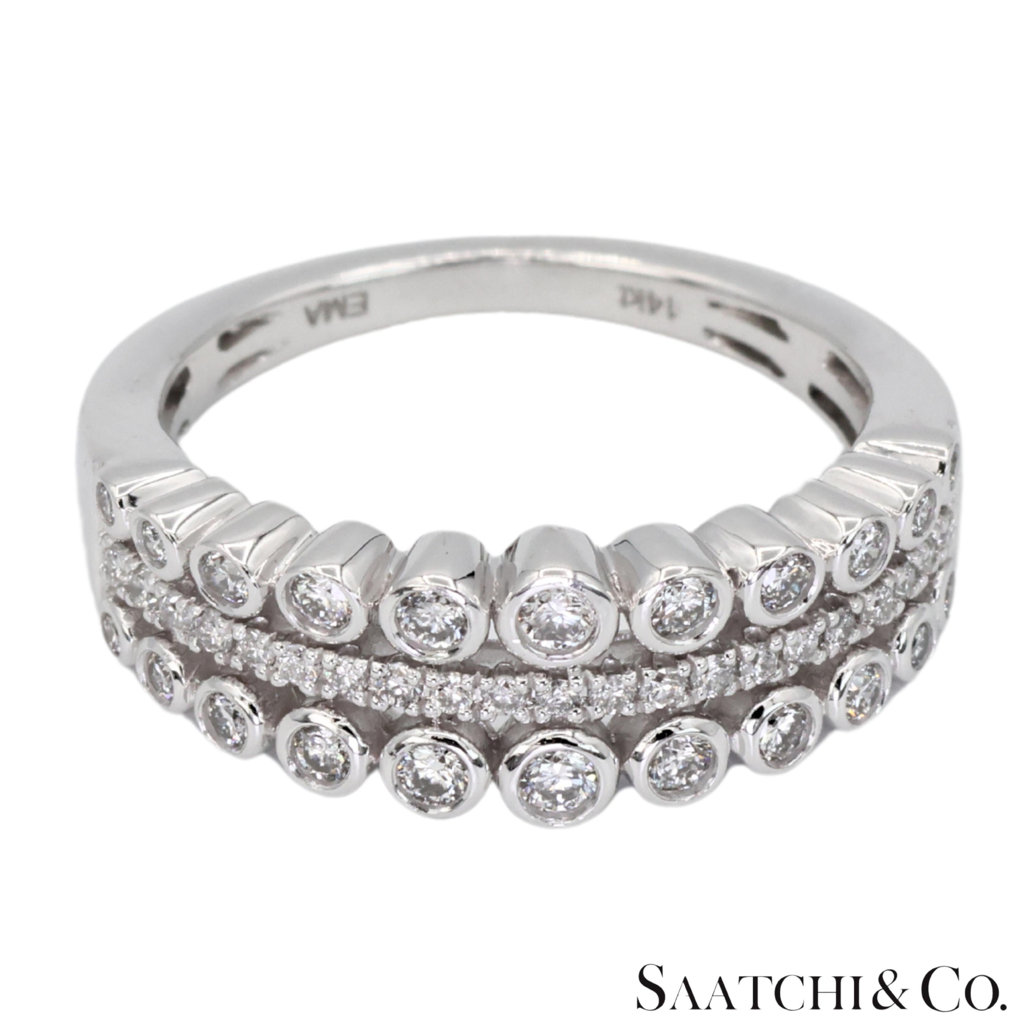 14k 585 Anillo de Oro Blanco Diamante Blanco Natural en venta 2