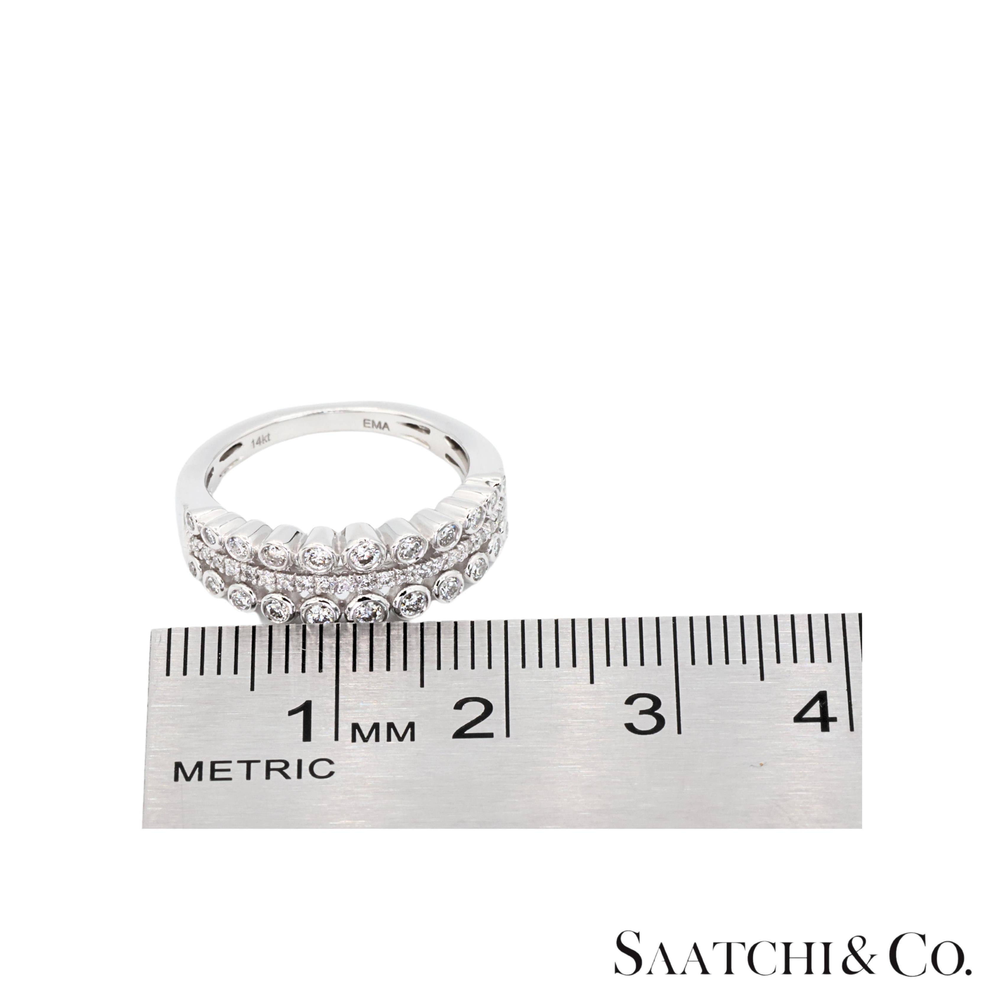 14k 585 Anillo de Oro Blanco Diamante Blanco Natural en venta 3