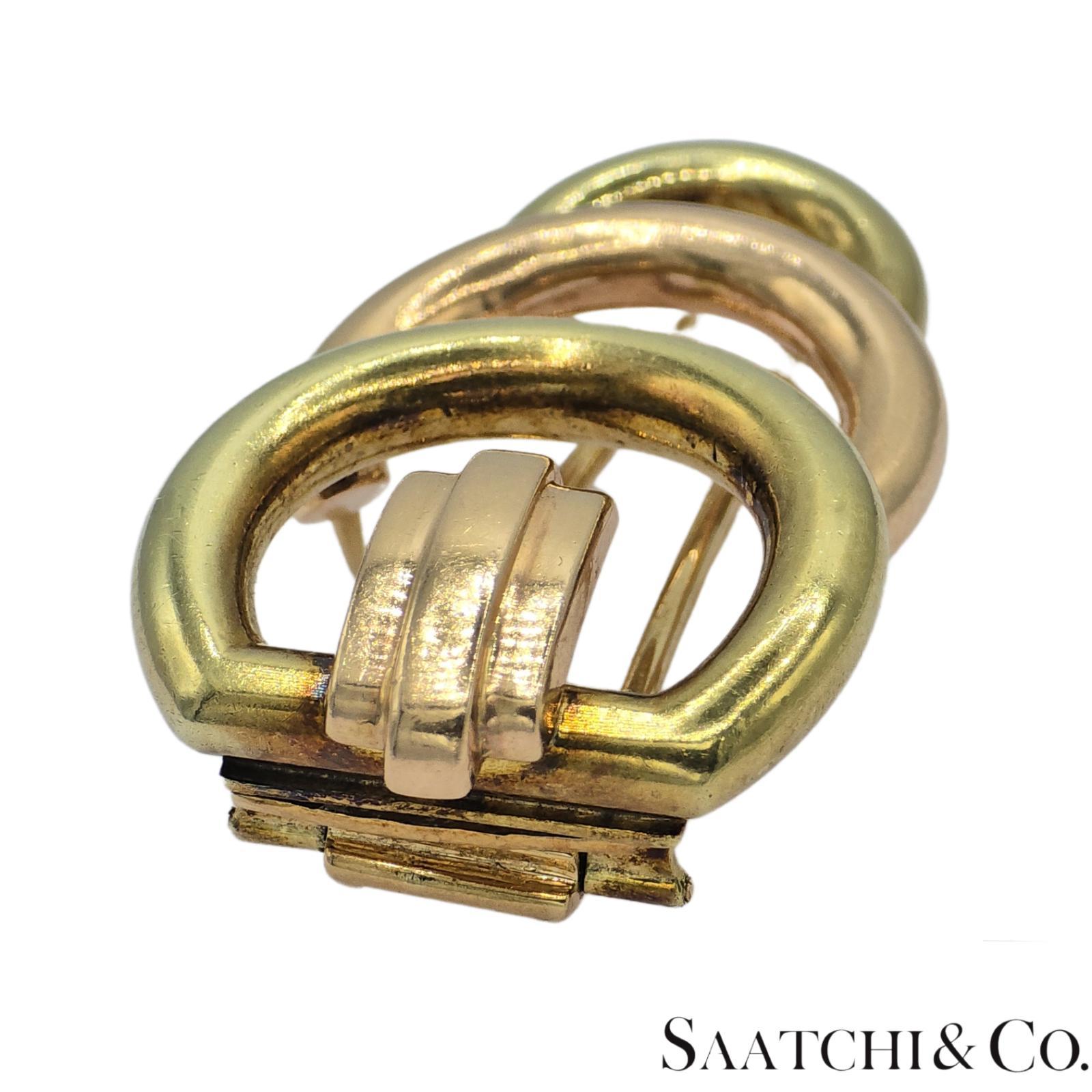 Rétro Broche / épingle en or jaune et rose 14k 585 Vinatge en vente