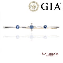 GIA 14K Yellow and White Gold Natural Sapphire Yogo Gulch and Diamond Brooch/Pin