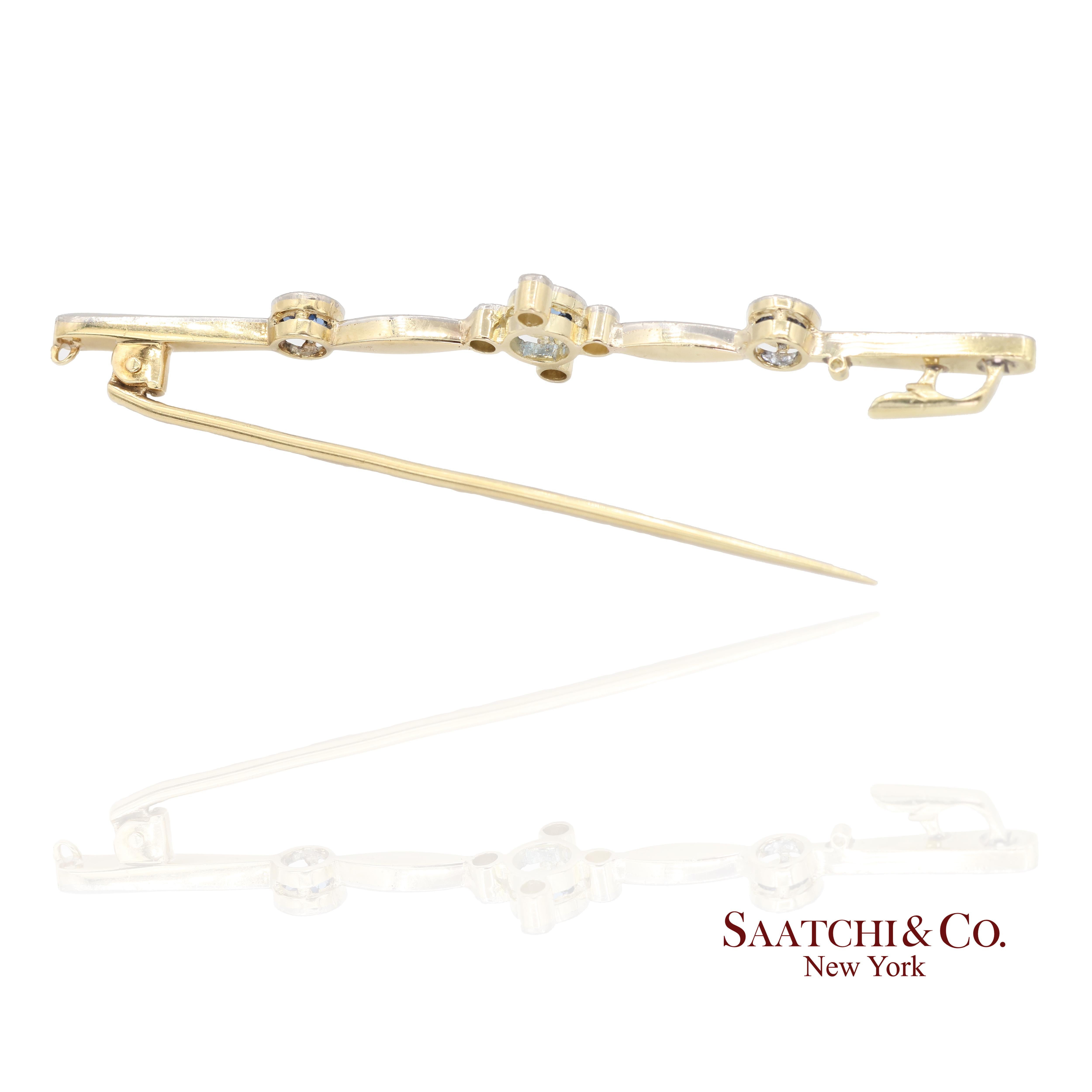 De las mujeres Collar de Zafiro Natural y Diamantes en Oro Amarillo y Blanco de 14k 585 en venta