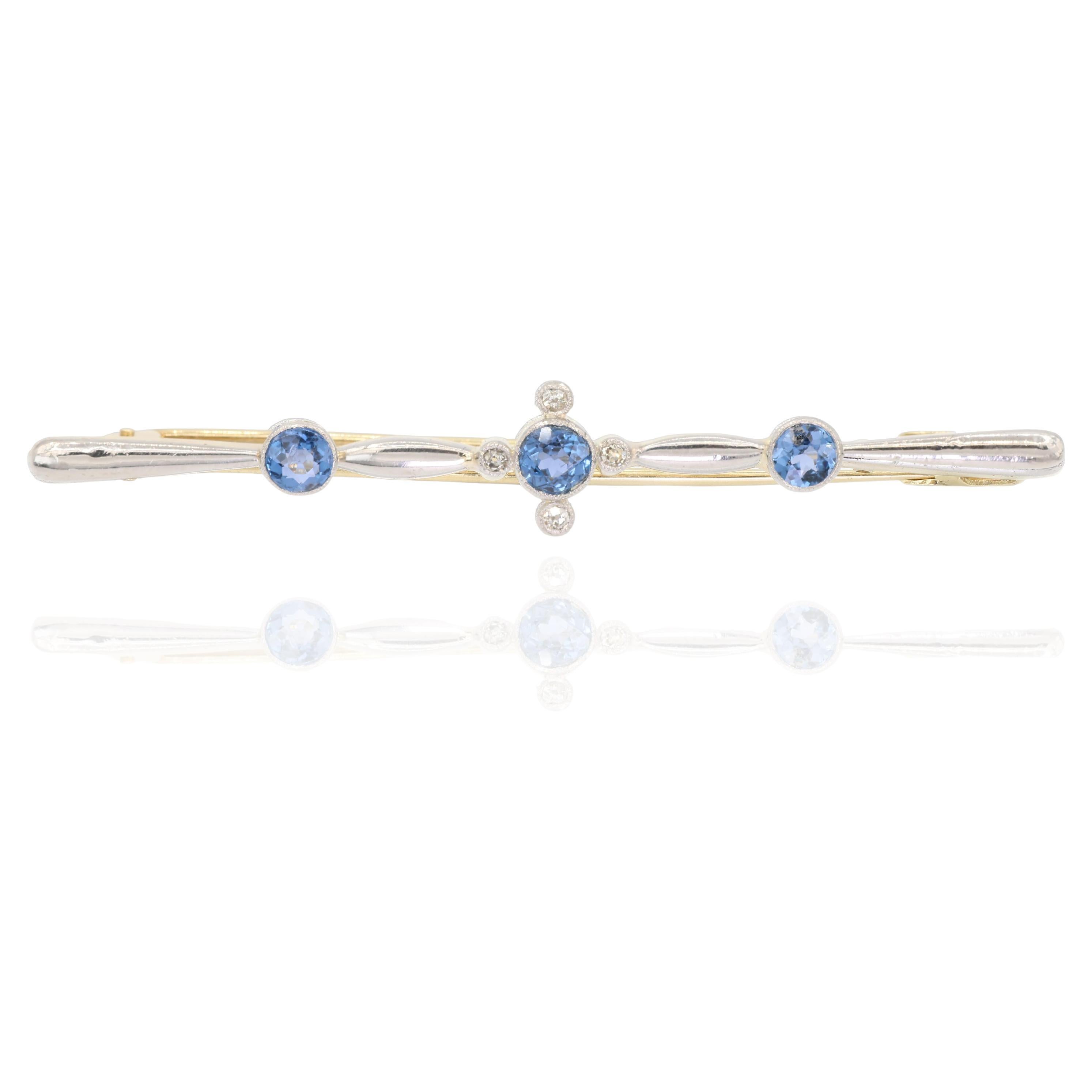 Collar de Zafiro Natural y Diamantes en Oro Amarillo y Blanco de 14k 585 en venta