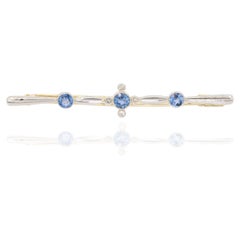 14k 585 Yellow and White Gold Natural Sapphire and Diamond Necklace