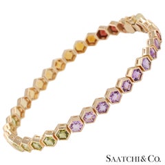 Pulsera Oro Amarillo 14K 585 Piedras Naturales Multicolor