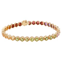14K 585 Gelbgold Multi Farbe natürlichen Edelstein Armband