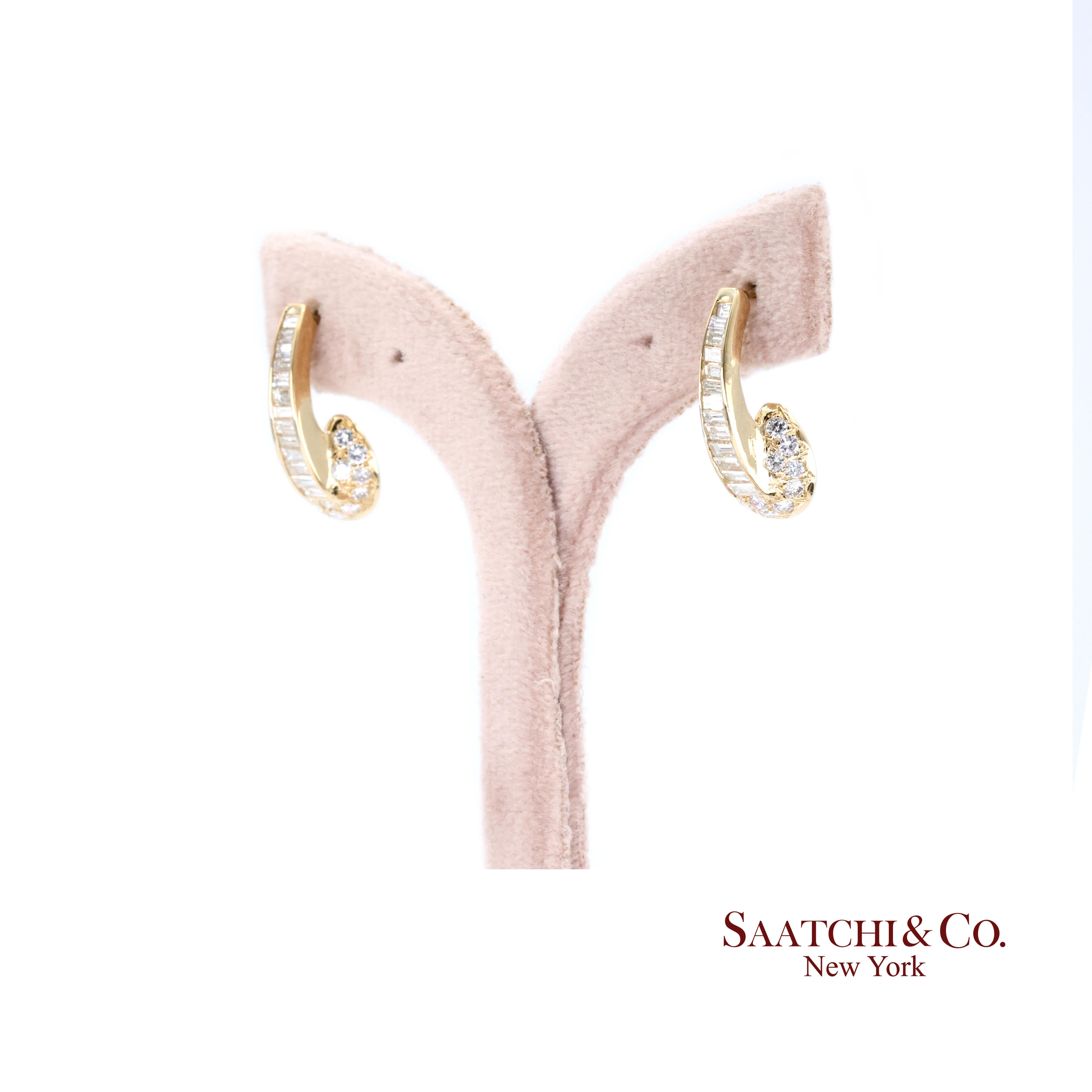 Contemporary 14k 585 Yellow Gold Natural Diamond Earrings For Sale