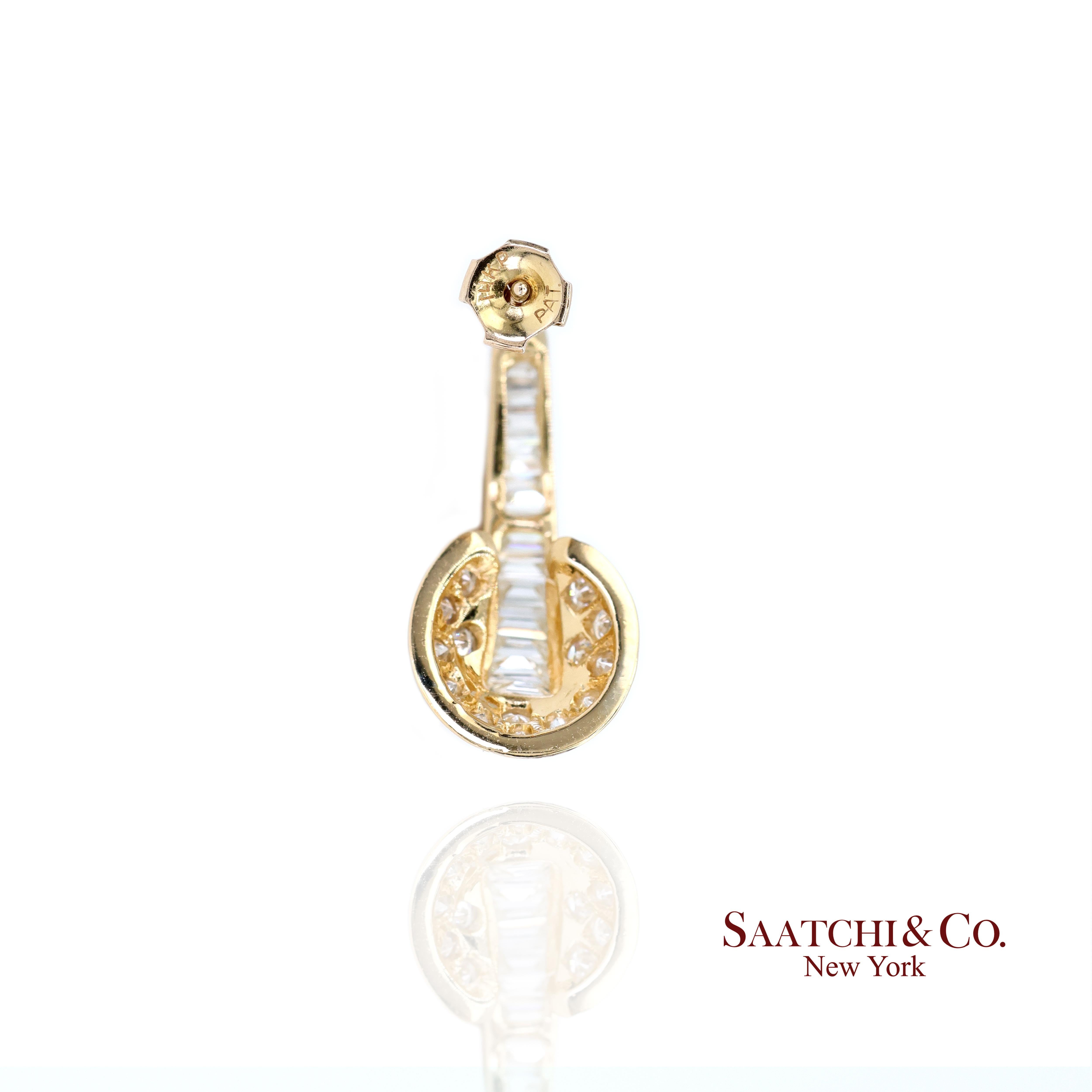 14k 585 Yellow Gold Natural Diamond Earrings For Sale 1