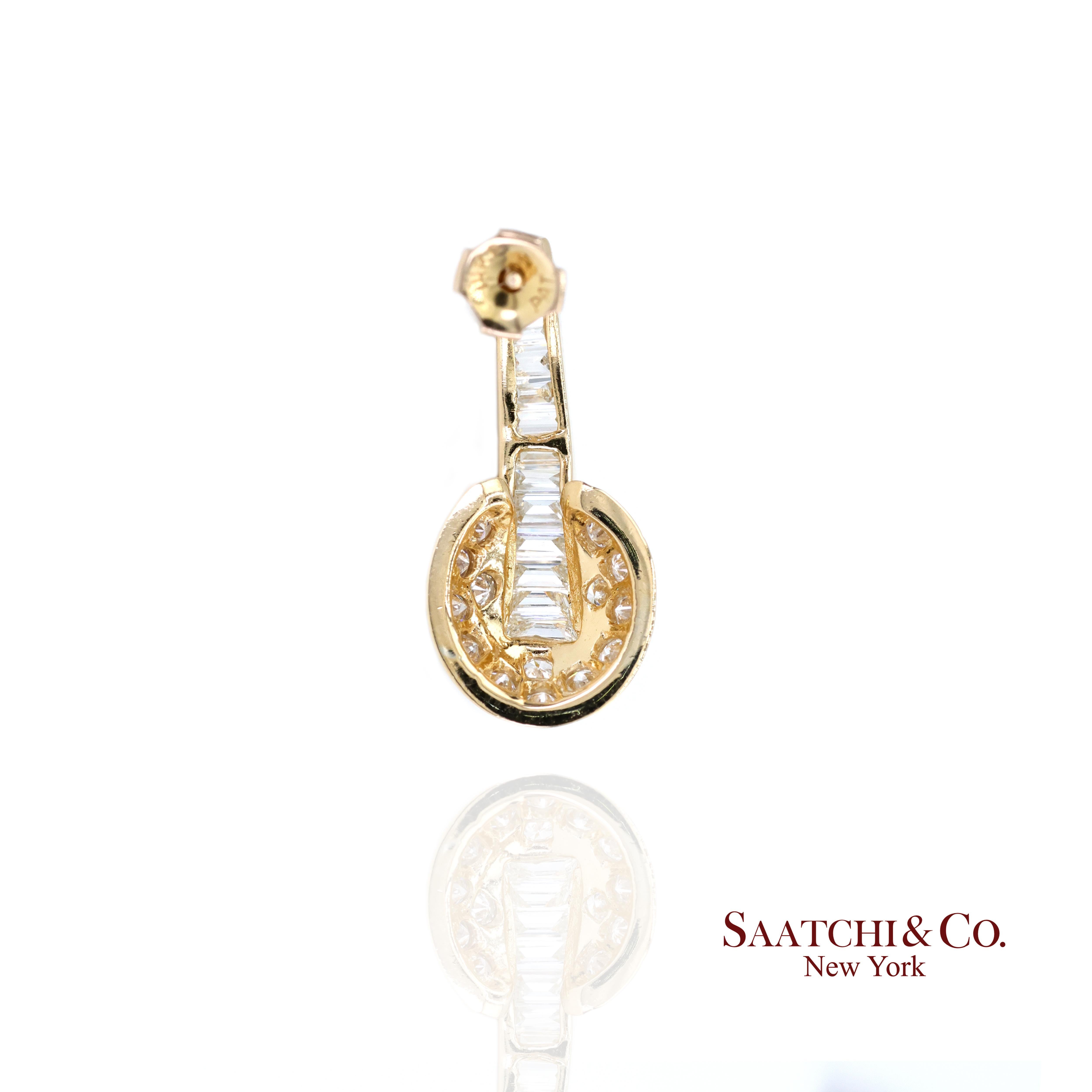 14k 585 Yellow Gold Natural Diamond Earrings For Sale 2