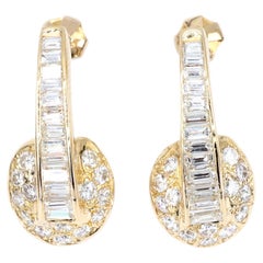 14k 585 Yellow Gold Natural Diamond Earrings