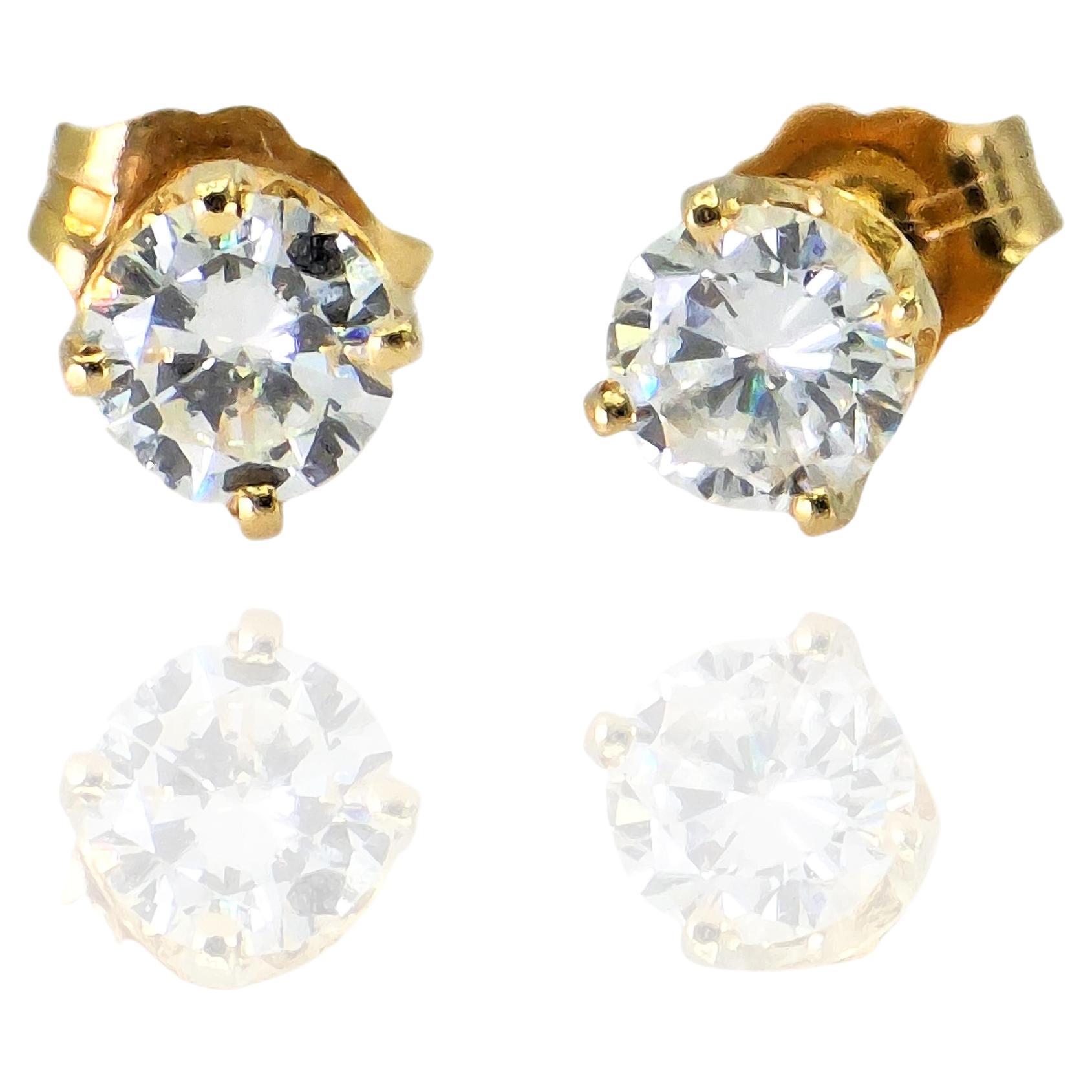 Orecchini con diamante naturale vintage in oro giallo 14k 585