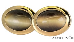 14K 585 Yellow gold - Natural Tiger eye's Top Quality: Cufflinks