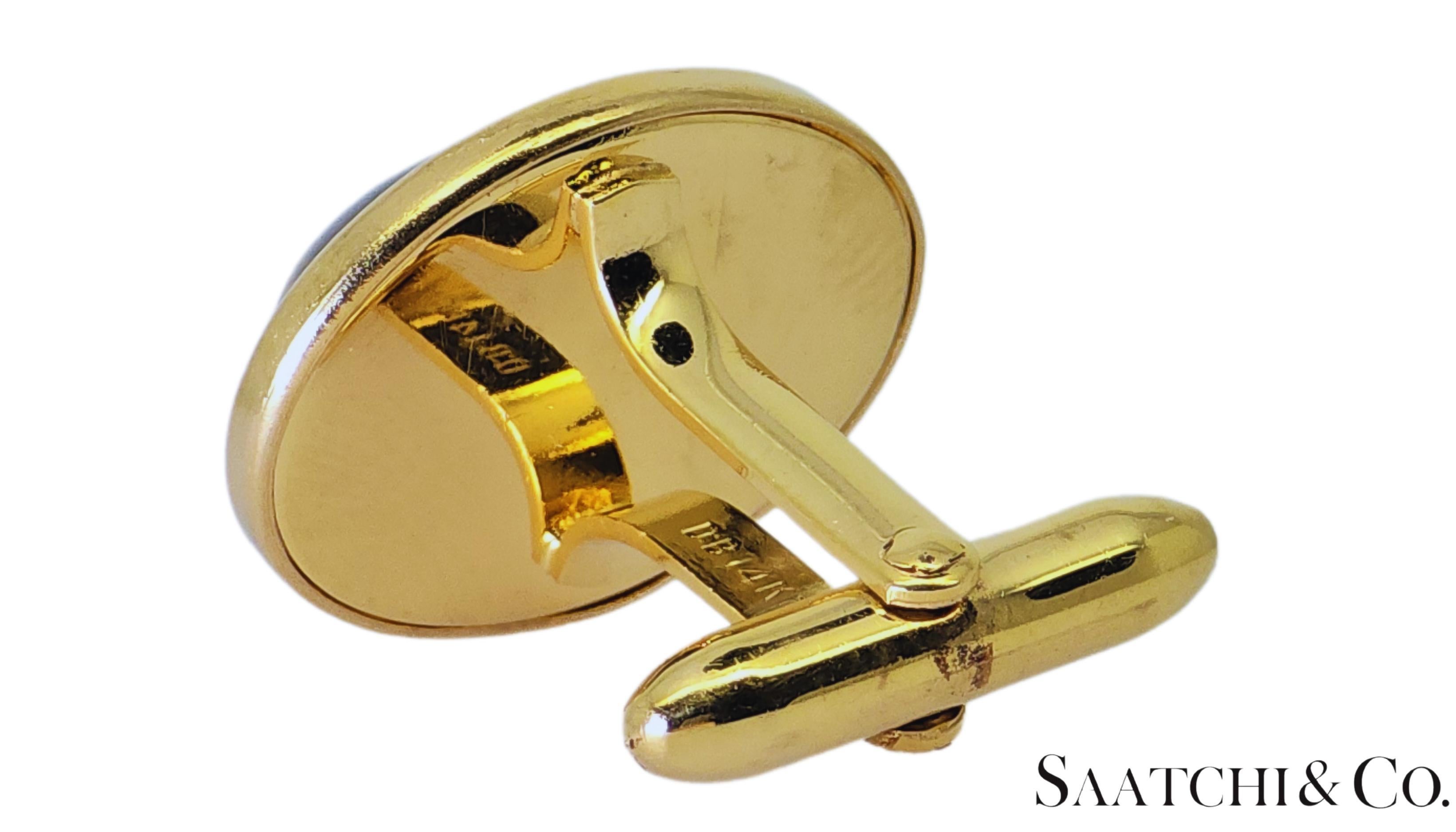 da uomo o donna Oro giallo 14K 585 - Occhio di tigre naturale di alta qualità: Gemelli da polso in vendita