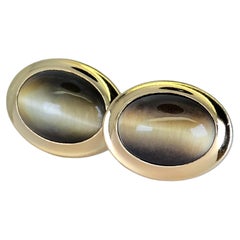 Oro giallo 14K 585 - Occhio di tigre naturale di alta qualità: Gemelli da polso