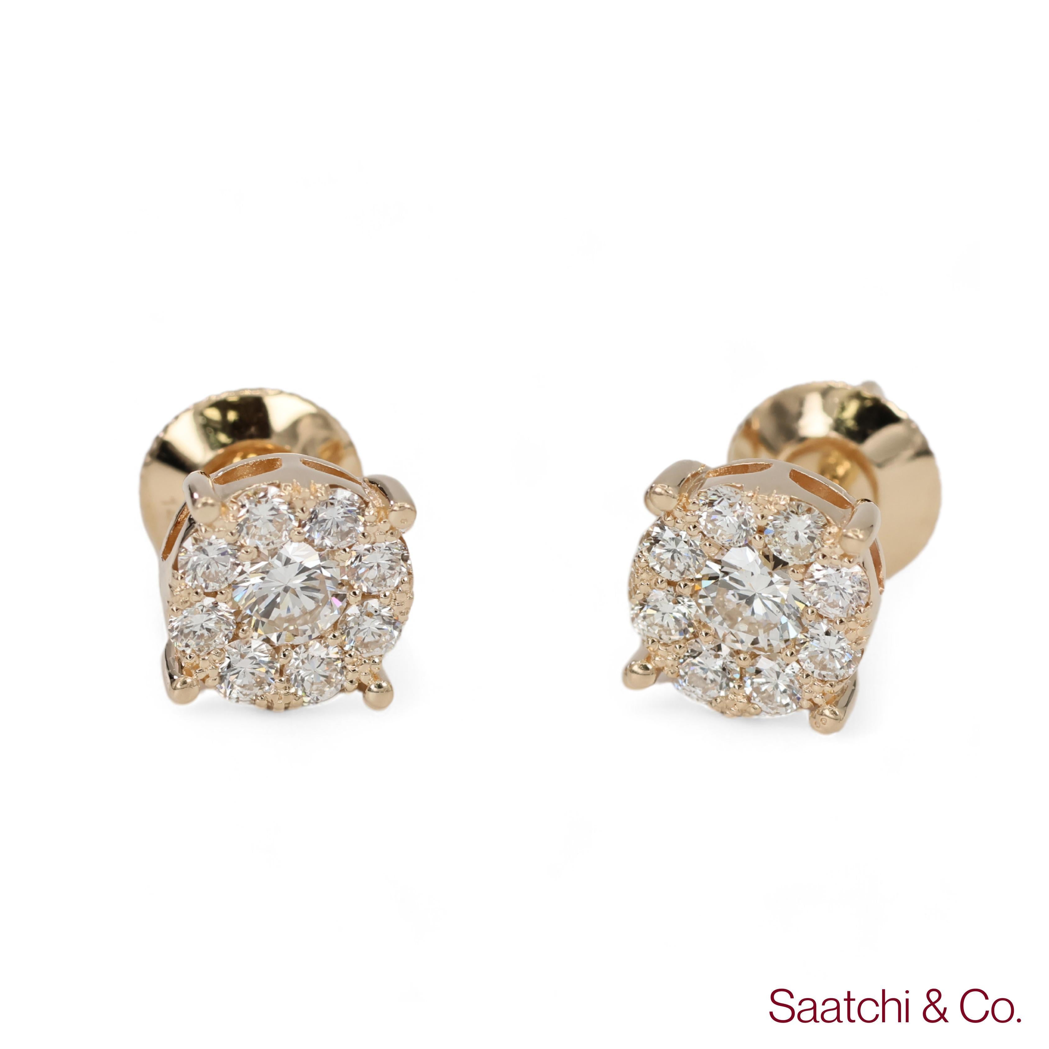Round Cut Diamond Cluster Stud Earrings


Metal Type: 14K 585 Yellow Gold
Total Item Weight: 2.93 Grams
Closure: Pushback
1:
Natural Diamond Weight: 1.12 Ct.
Diamond Clarity Grade: VVS-VS Top Quality
Diamond Color Grade: F-G White Top