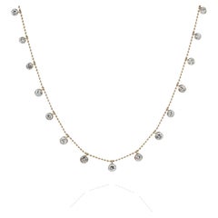 14K 585 Yellow & White Gold Natural Diamond Graduated Drop By the Yard Necklace