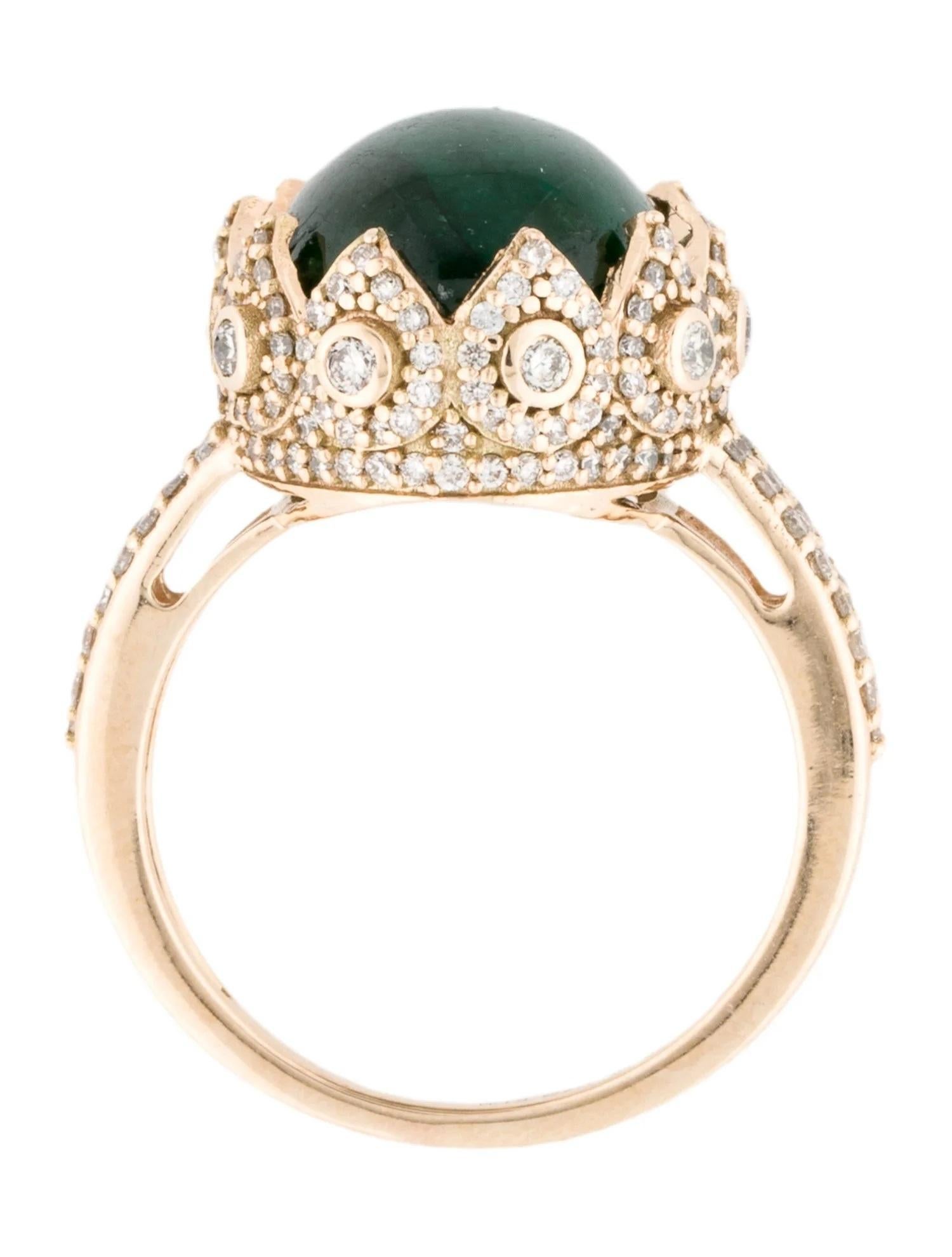 14K 5.97ct Emerald & Diamond Cocktail Ring, Size 7 In New Condition For Sale In Holtsville, NY