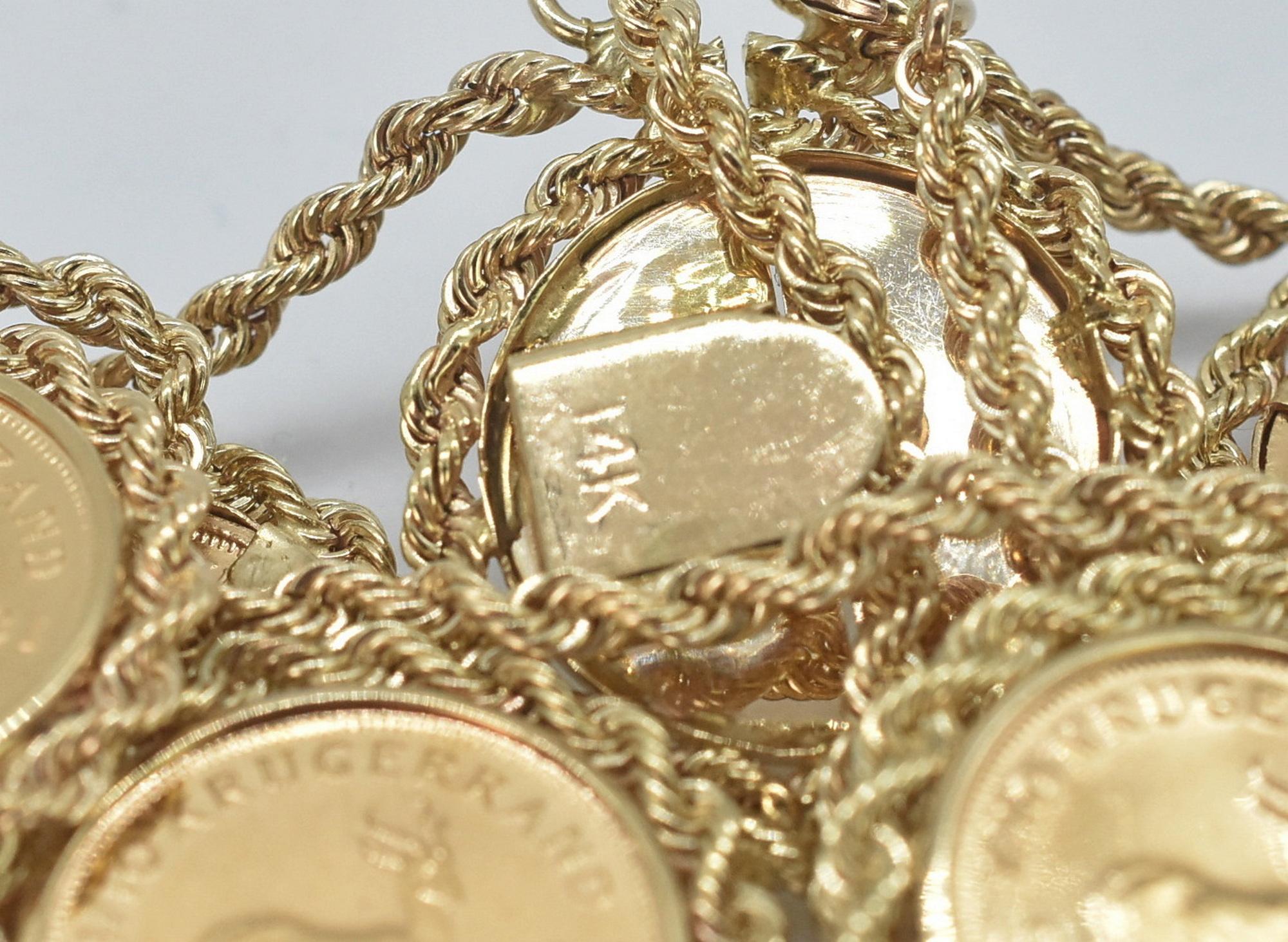 Gold 14k, 6 Coins, 1/10 Oz Kugerrand Link Bracelet For Sale