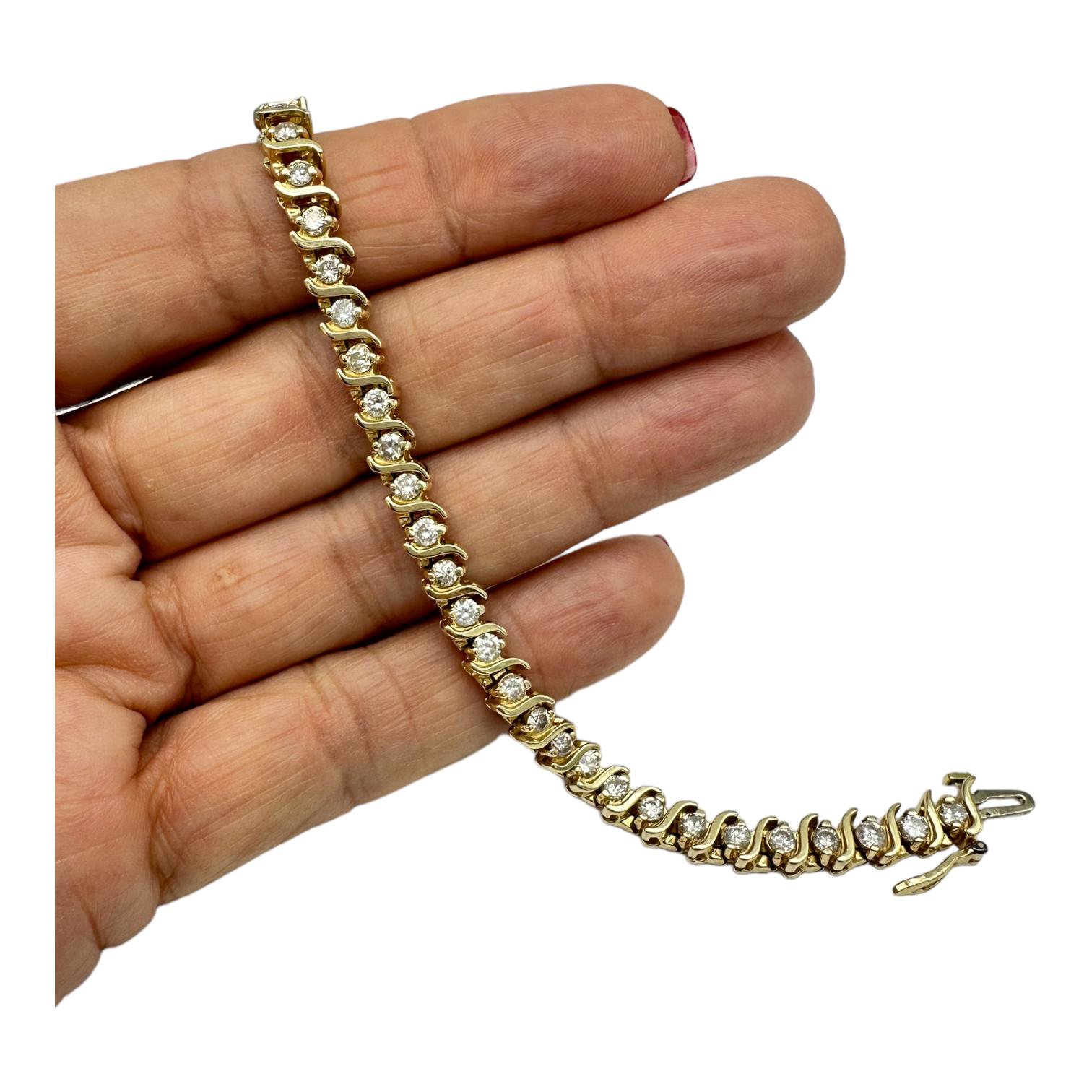 Contemporary 14K 6.00 Carat Diamond Tennis Bracelet Yellow Gold 