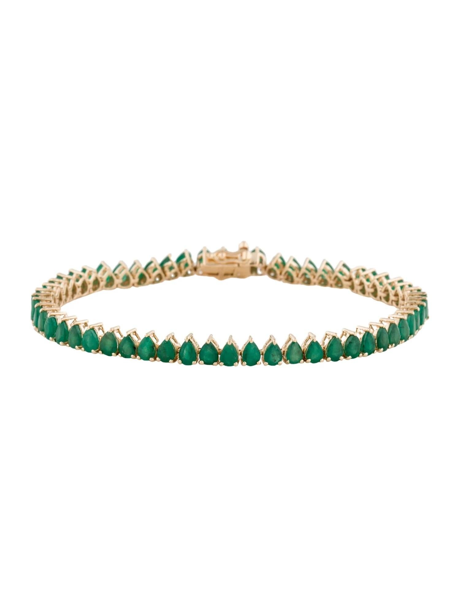 Taille émeraude 14K 6.04ctw Emerald Link Bracelet  Brilliante modifiée en forme de poire  Or jaune en vente
