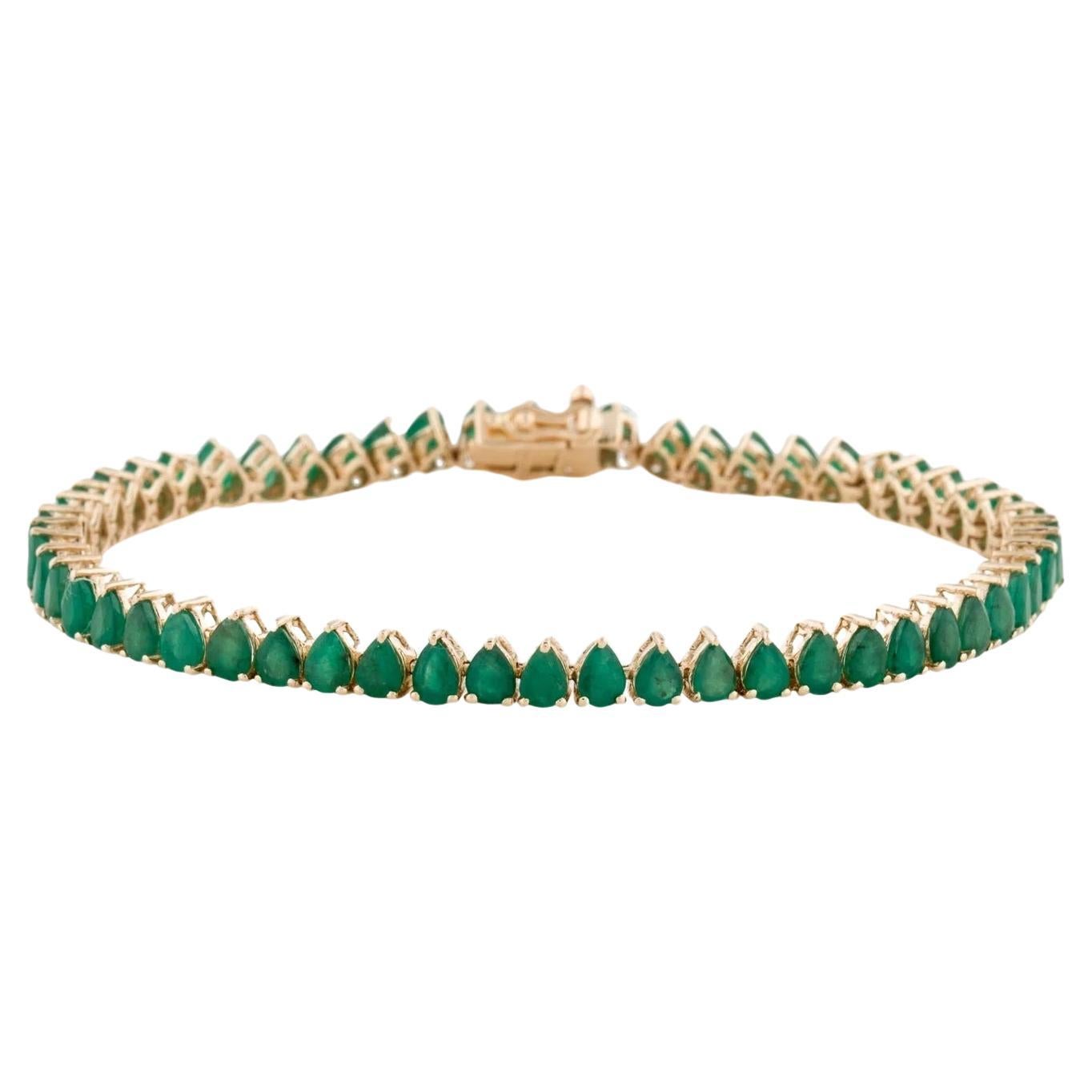 14K 6.04ctw Emerald Link Bracelet  Pear Modified Brilliant  Yellow Gold For Sale