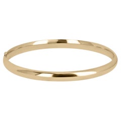 14K Einfacher Solitär Classic Comfort Fit Armreif Gelbgold-Armband