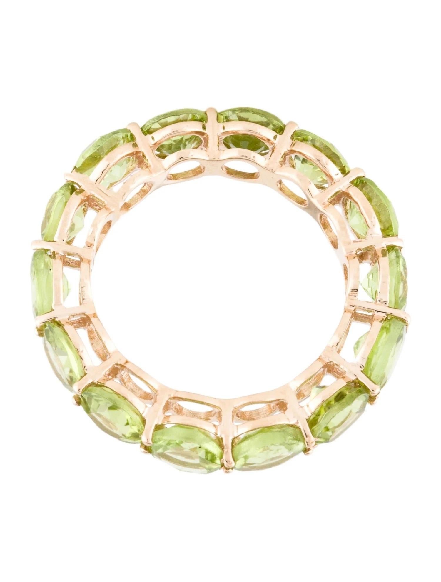 14K 6.16ctw Peridot Eternity Band Size 6.75 - Round Brilliant Green Peridot In New Condition For Sale In Holtsville, NY