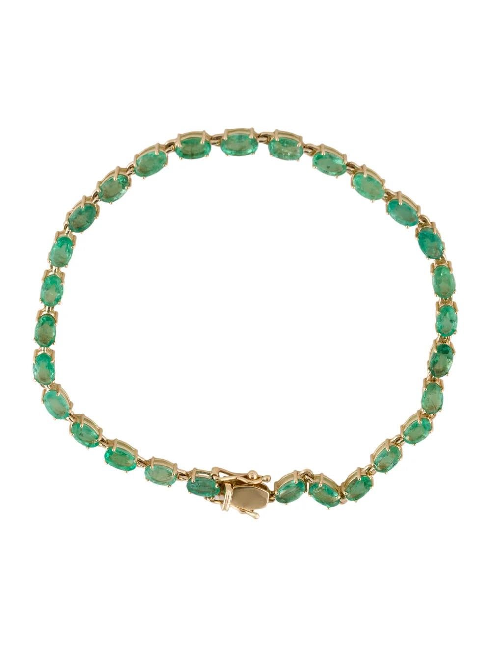 14K 6.30ctw Emerald Link Bracelet - Stunning Yellow Gold Design, Statement Piece In New Condition For Sale In Holtsville, NY