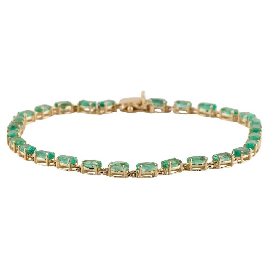 14K 6.30ctw Emerald Link Bracelet - Stunning Yellow Gold Design, Statement Piece For Sale