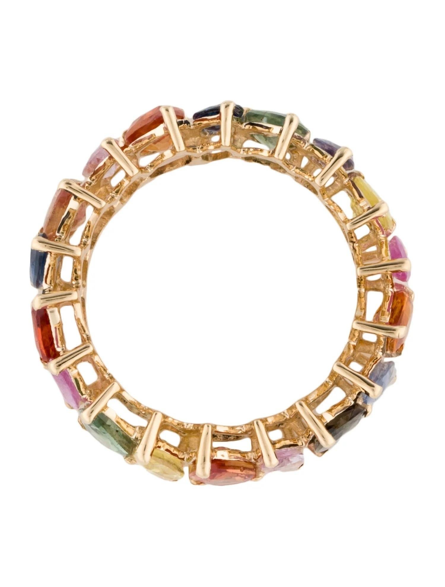 14K 6.30ctw Multi-Color Sapphire Eternity Band, Marquise & Pear Cut, Size 7 In New Condition For Sale In Holtsville, NY