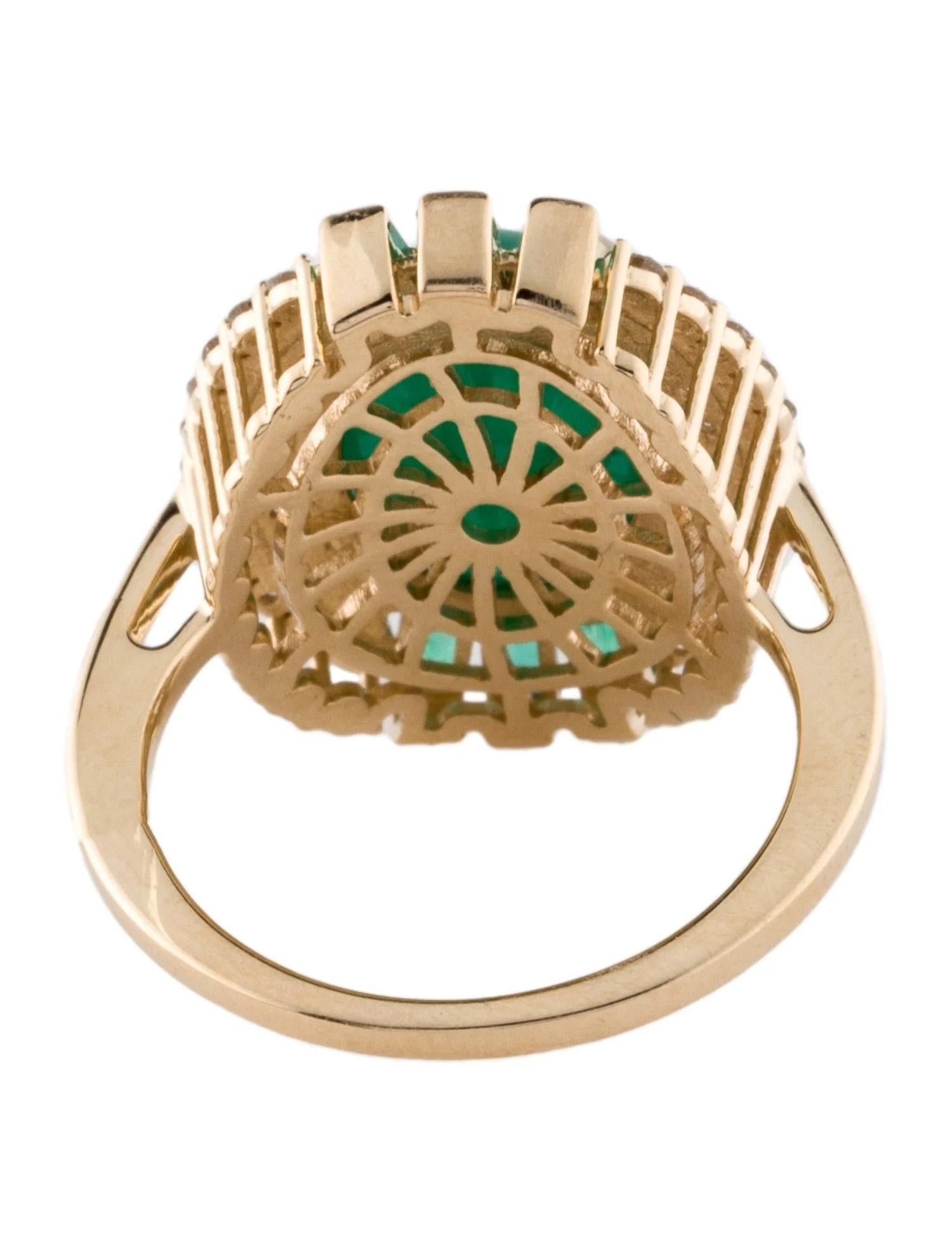 14K 6,34 Karat Smaragd & Diamant Cocktail-Ring Größe: 7, Baguette-Smaragd (Baguetteschliff) im Angebot