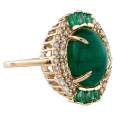 14K 6.34ct Emerald & Diamond Cocktail Ring Size: 7, Baguette Emerald