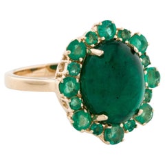 14K 6.36ctw Emerald Cocktail Ring  Designer Signature  Size 7