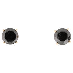 14K 6.37ctw Diamond Stud Earrings  14K Yellow Gold  Round Brilliant