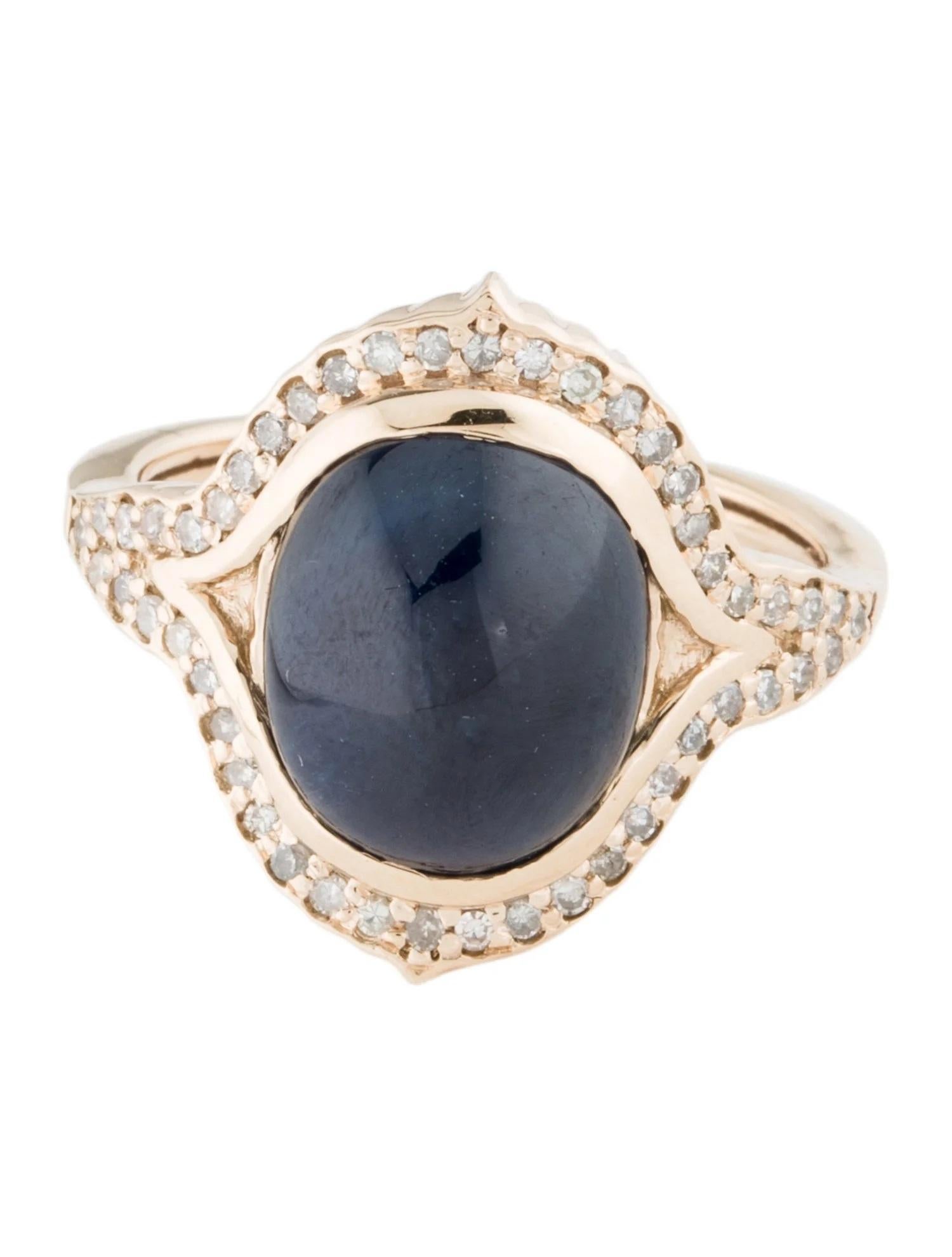 14K 6.51ct Zafiro y Diamante Anillo de Cóctel Tamaño 6.75 Artista en venta