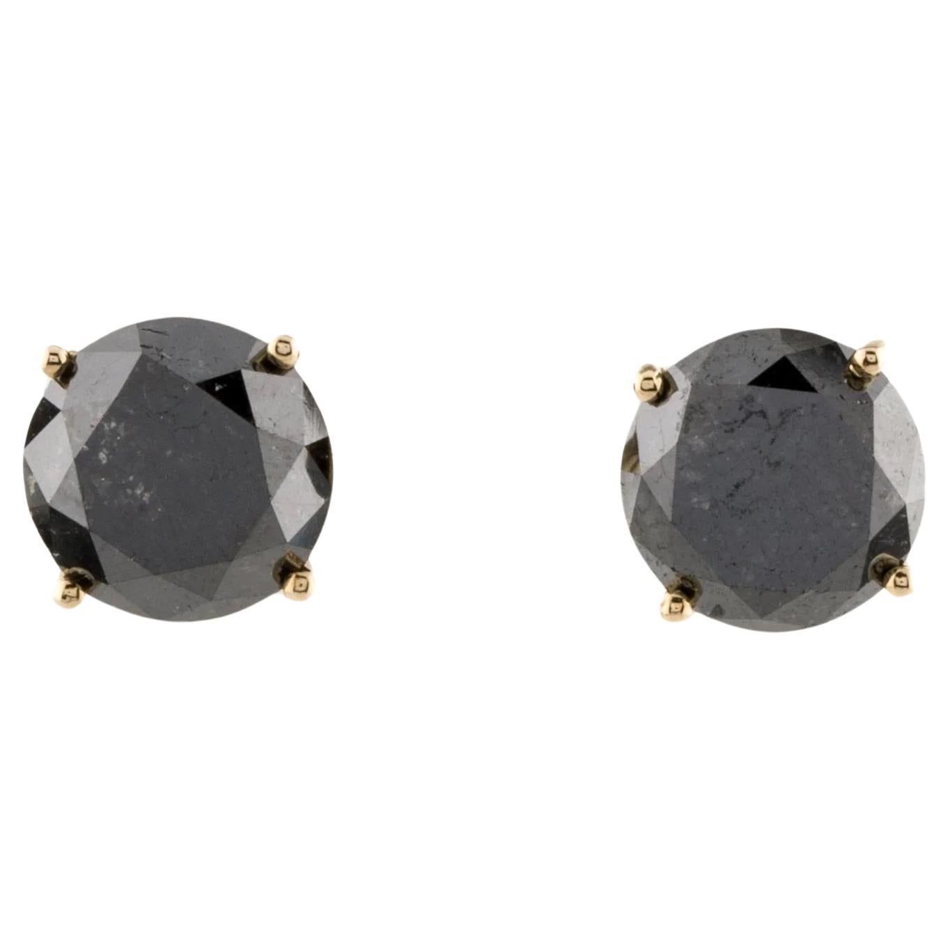 14K 6.81ctw Diamond Stud Earrings  14K Yellow Gold  Round Brilliant