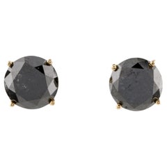 14K 6.81ctw Diamond Stud Earrings  14K Yellow Gold  Round Brilliant