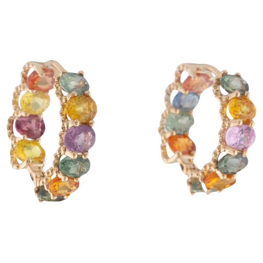 14K 7.00ctw Sapphire Inside-Out Hoop Earrings - Timeless Elegance, Stunning For Sale