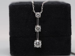14k .70 Carat Diamond Three Stone Pendant with Chain